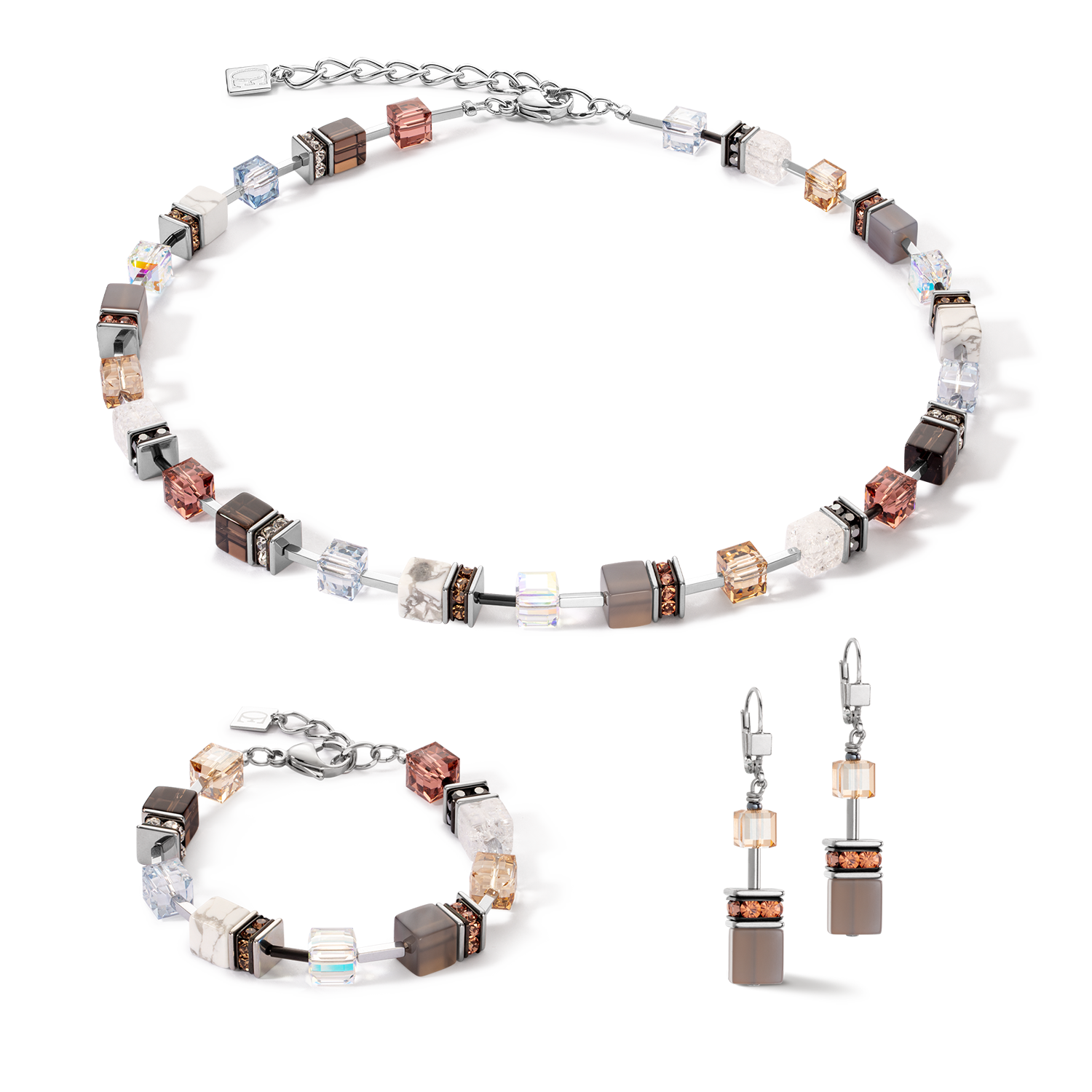 GeoCUBE® Iconic Statement Precious necklace cognac-beige