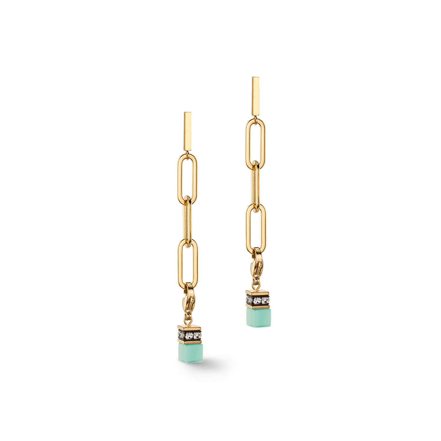 Happy Iconic Cube charm earrings gold pastel