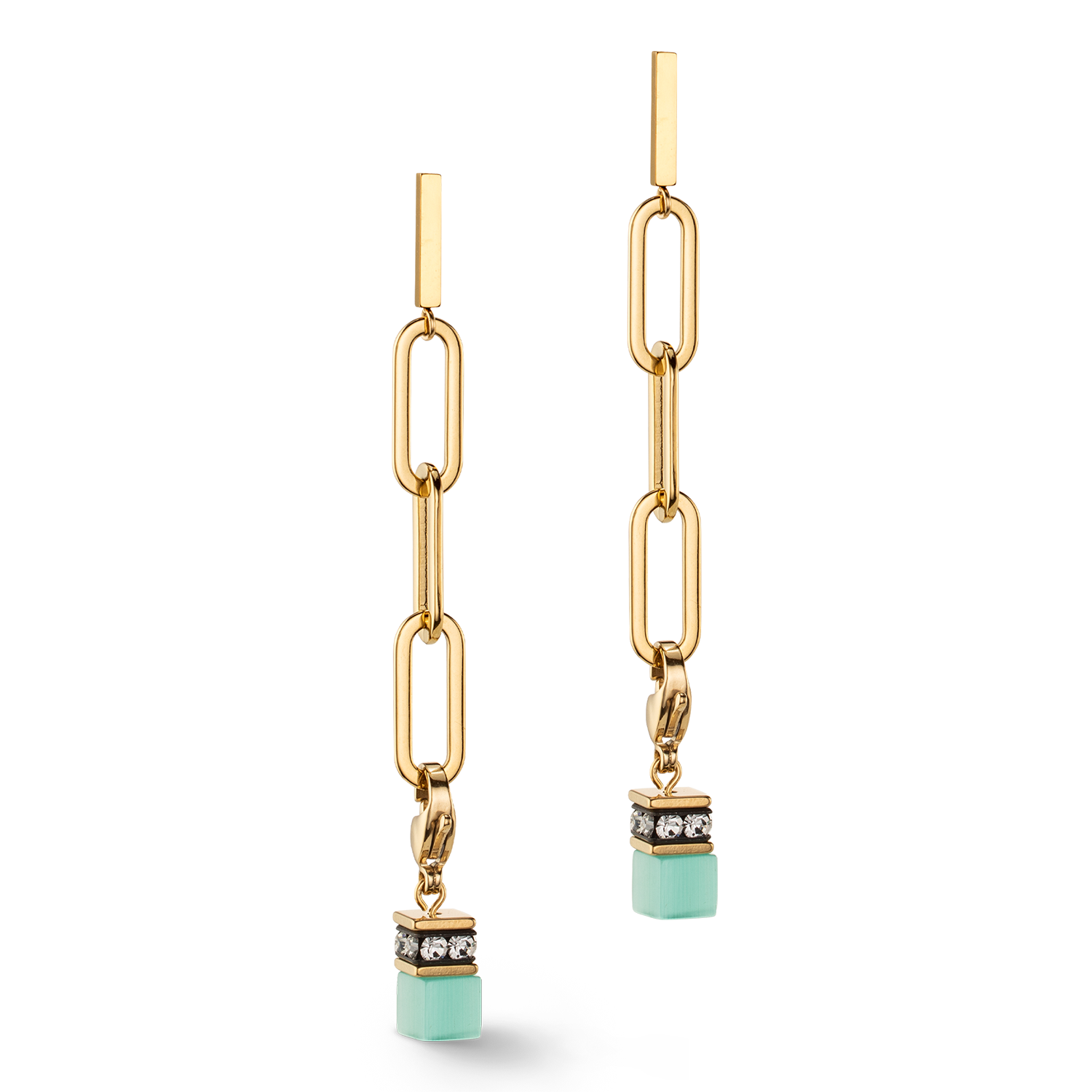 Happy Iconic Cube charm earrings gold pastel