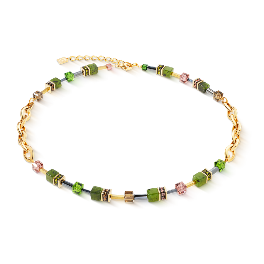 GeoCUBE® Chunky Chain necklace gold-green
