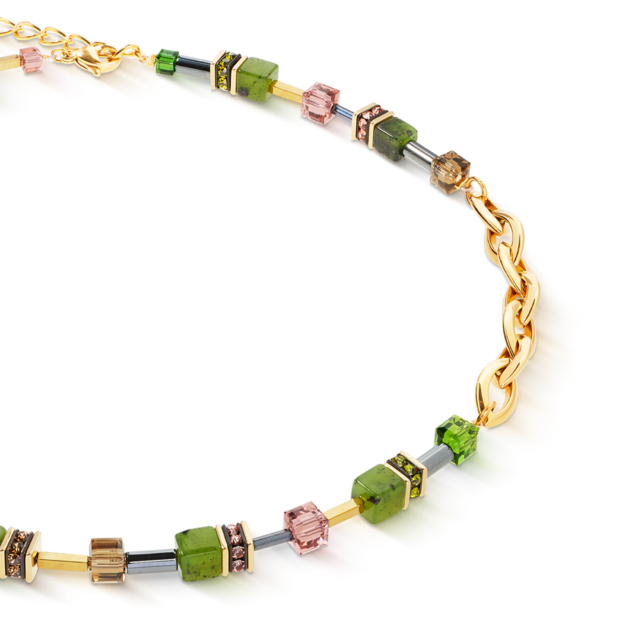 GeoCUBE® Chunky Chain necklace gold-green
