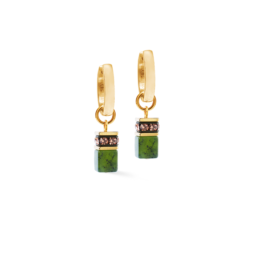 GeoCUBE® Chunky Chain hoop earrings gold-green