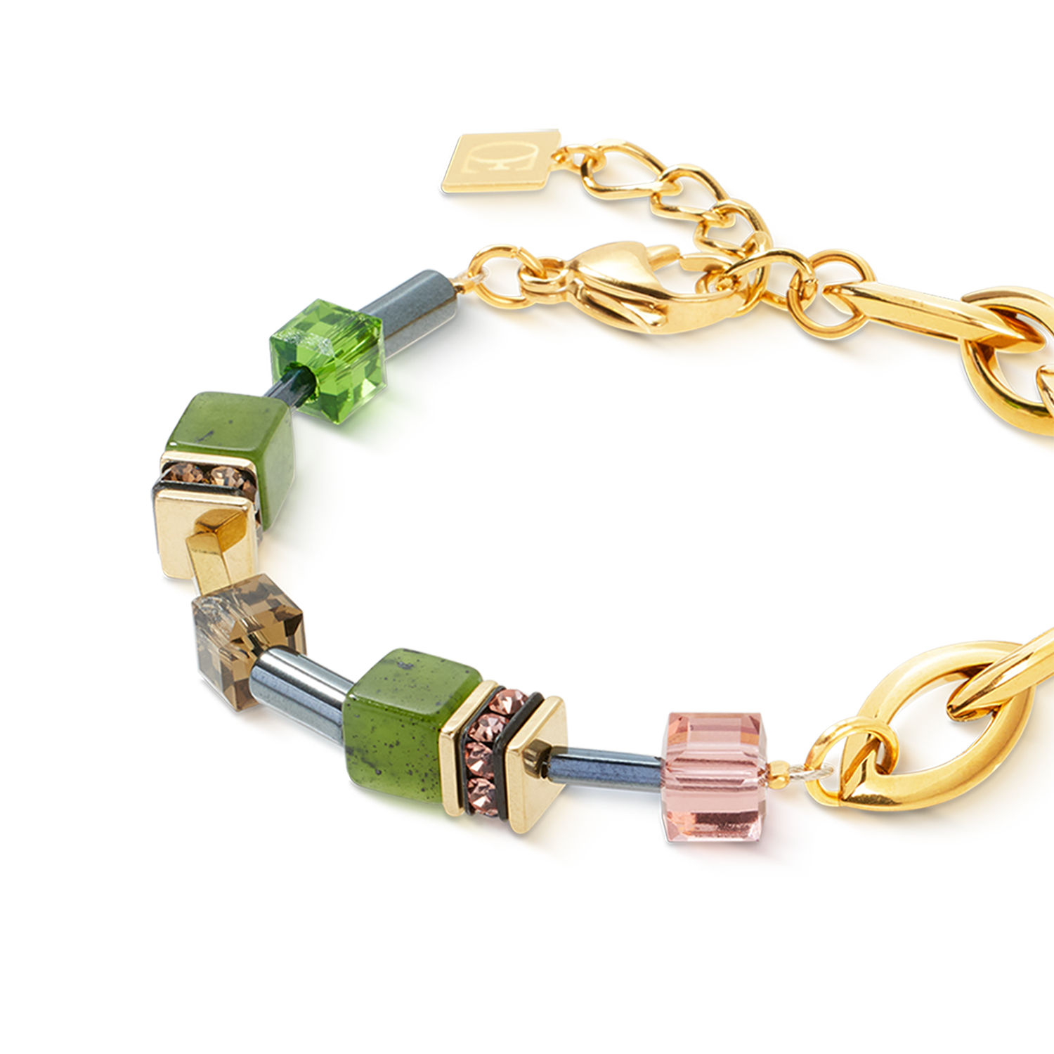 GeoCUBE® Chunky Chain bracelet gold-green