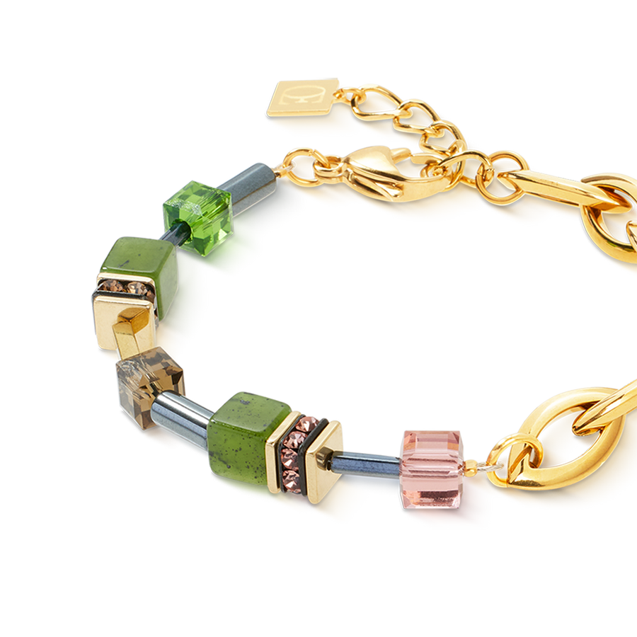GeoCUBE® Chunky Chain bracelet gold-green