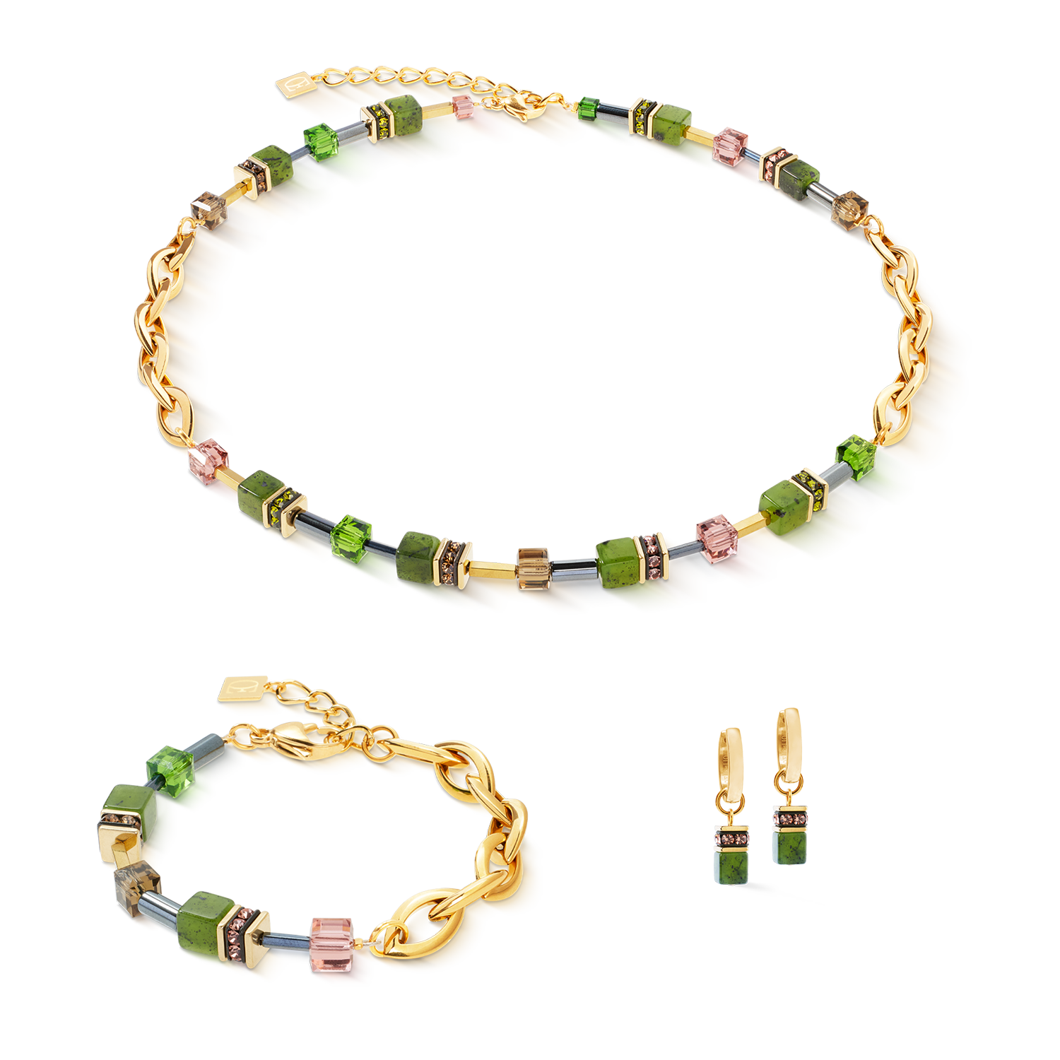 GeoCUBE® Chunky Chain bracelet gold-green