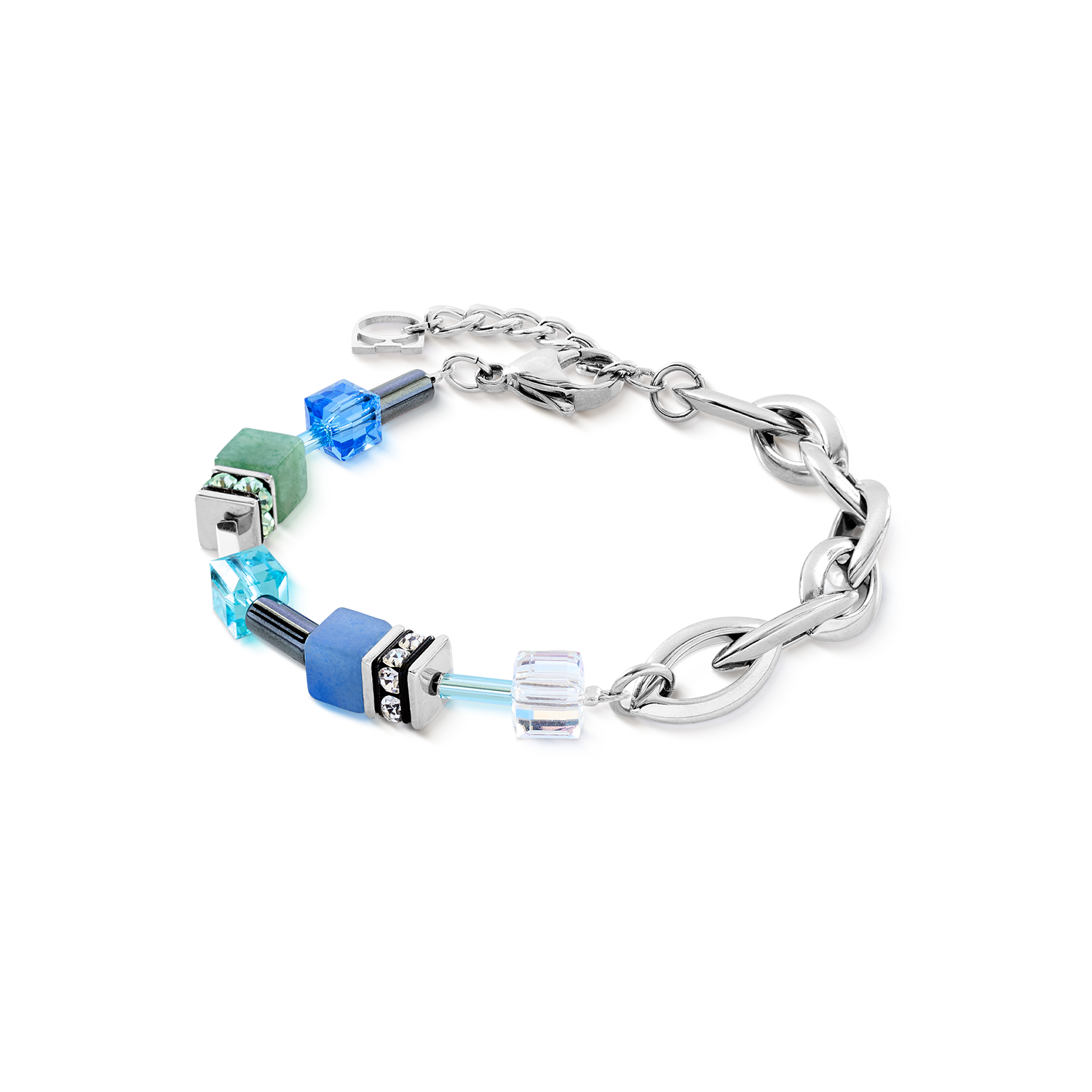 GeoCUBE® Chunky Chain bracelet silver-blue