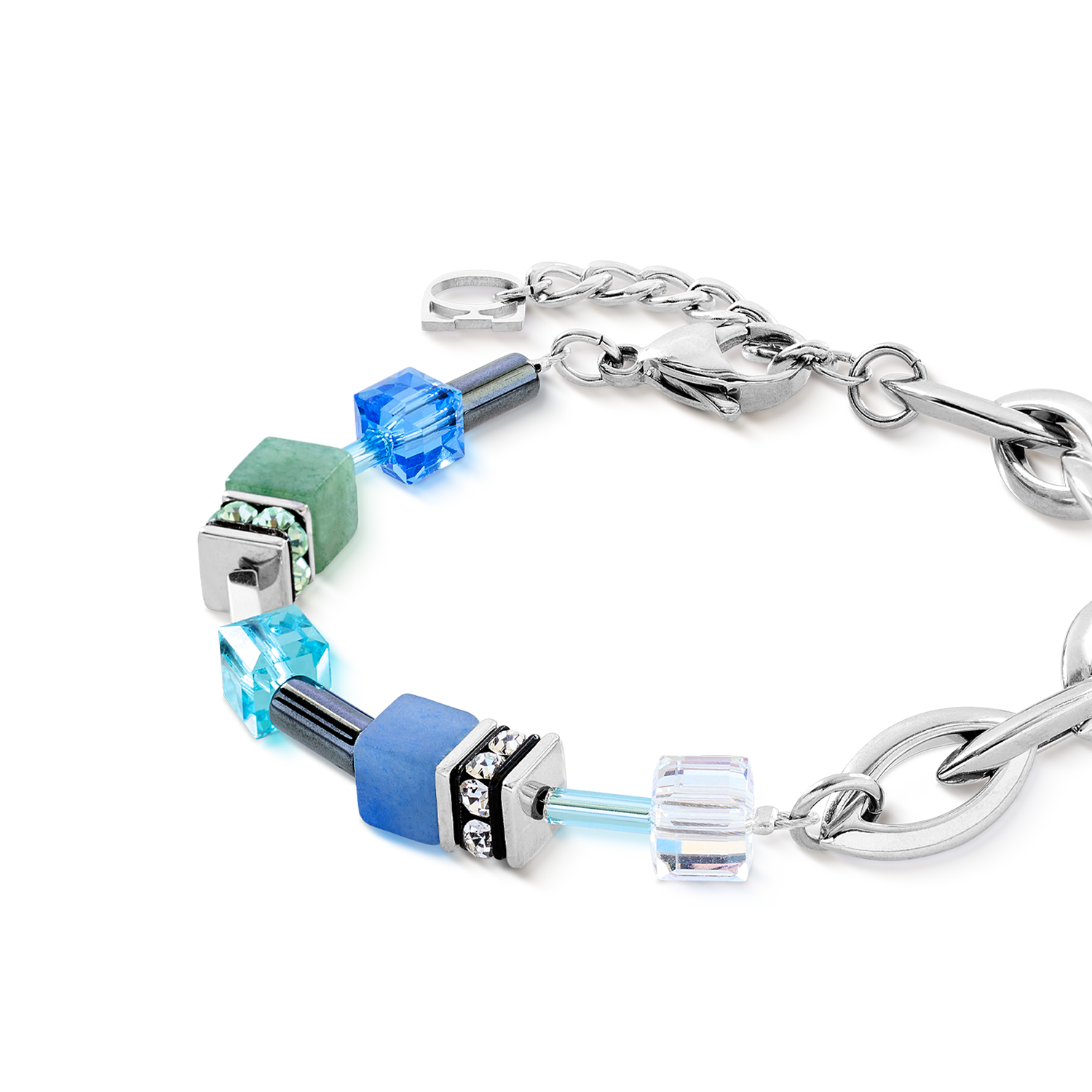 GeoCUBE® Chunky Chain bracelet silver-blue