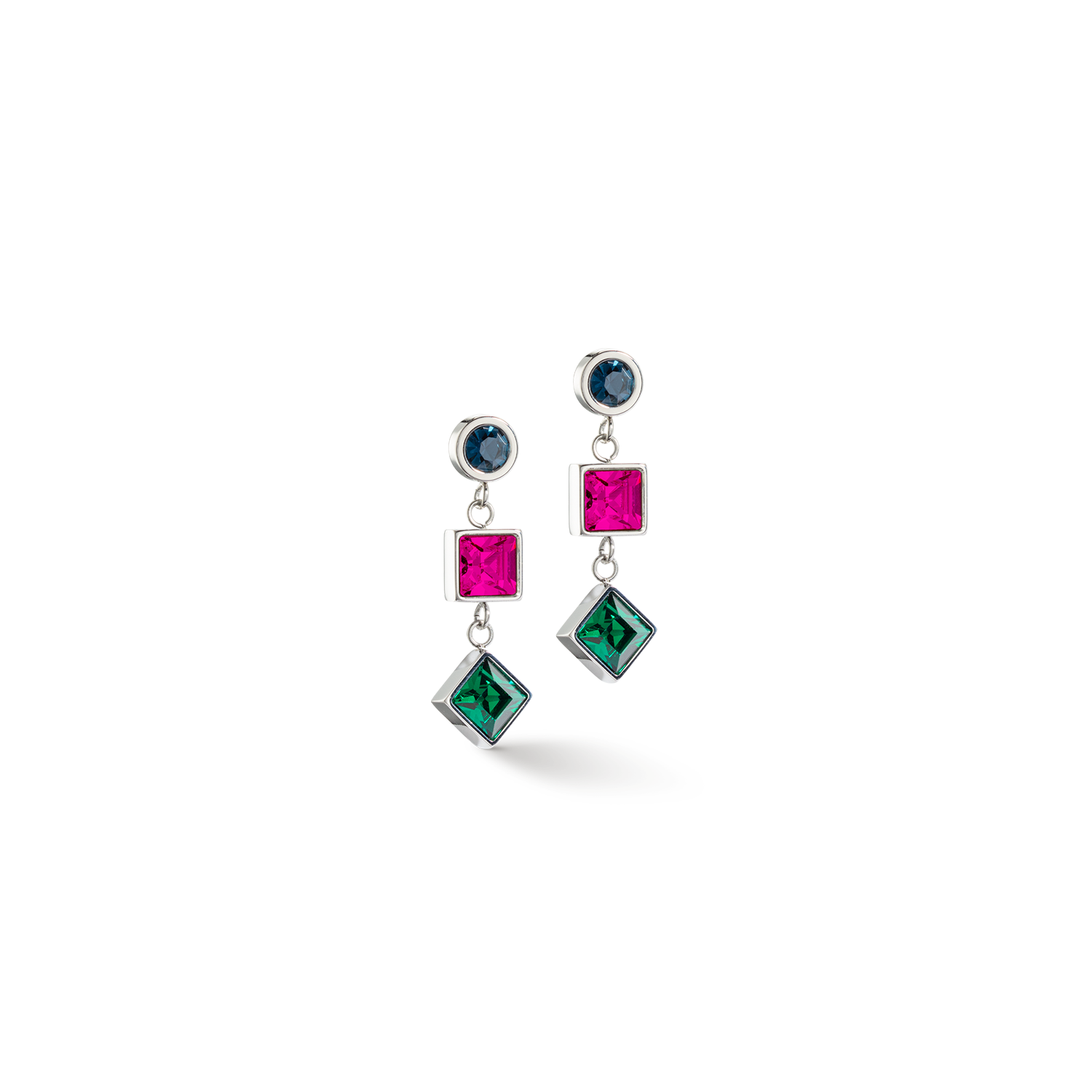 Earrings Brilliant Square Trilogy interchangeable Pendant multicolour winter