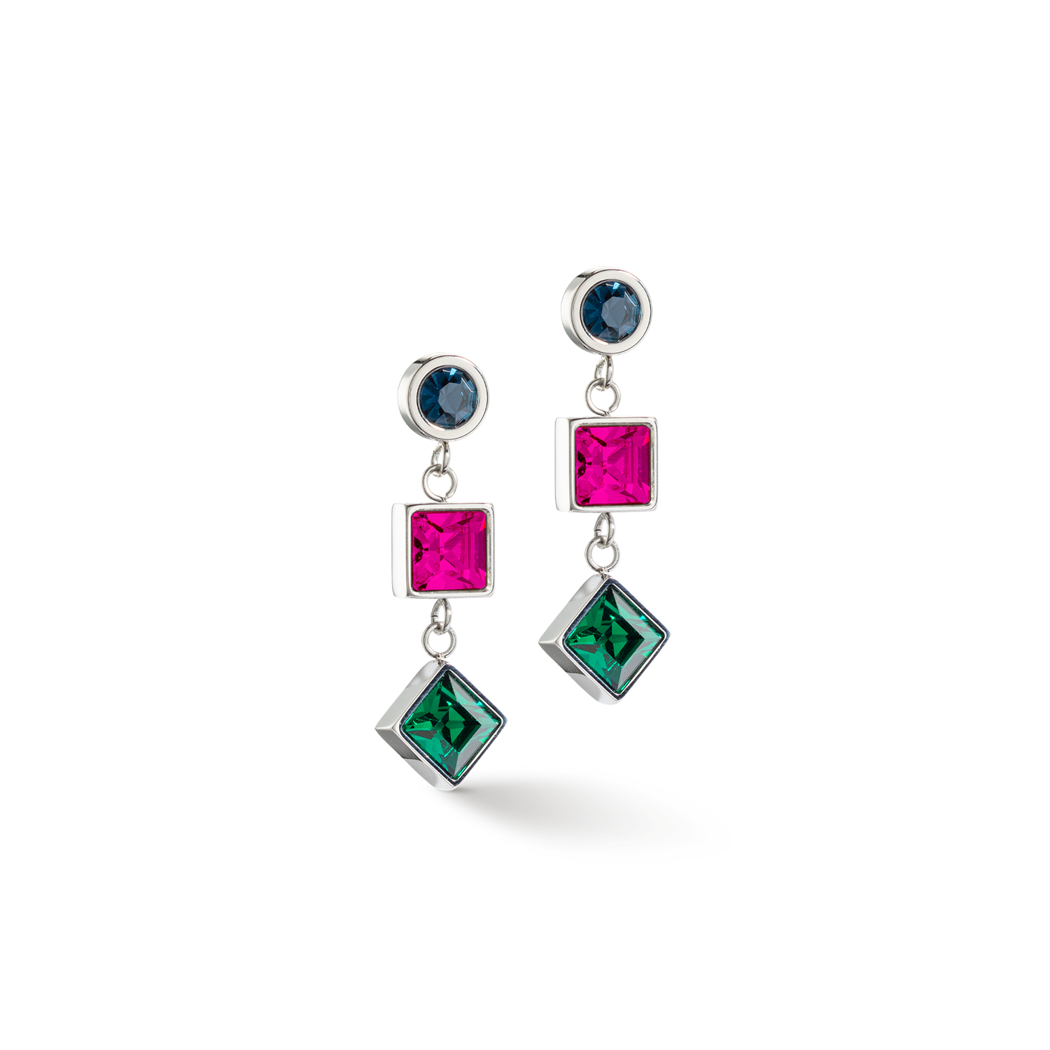 Earrings Brilliant Square Trilogy interchangeable Pendant multicolour winter