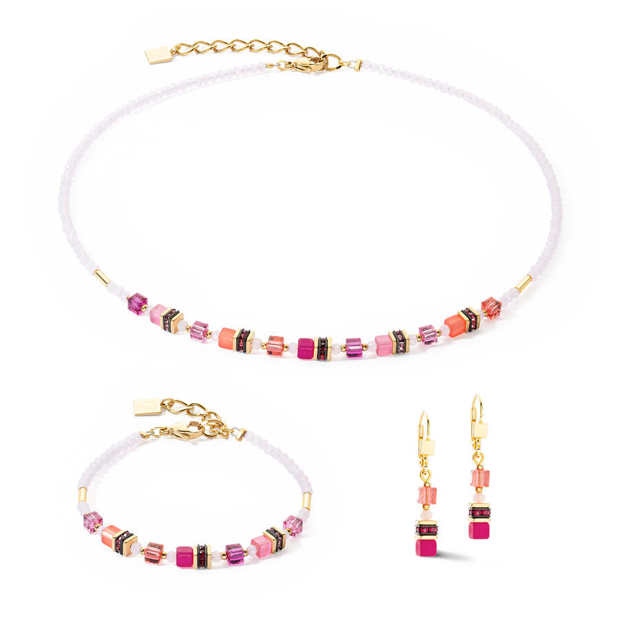 Necklace Mini Cubes Magenta