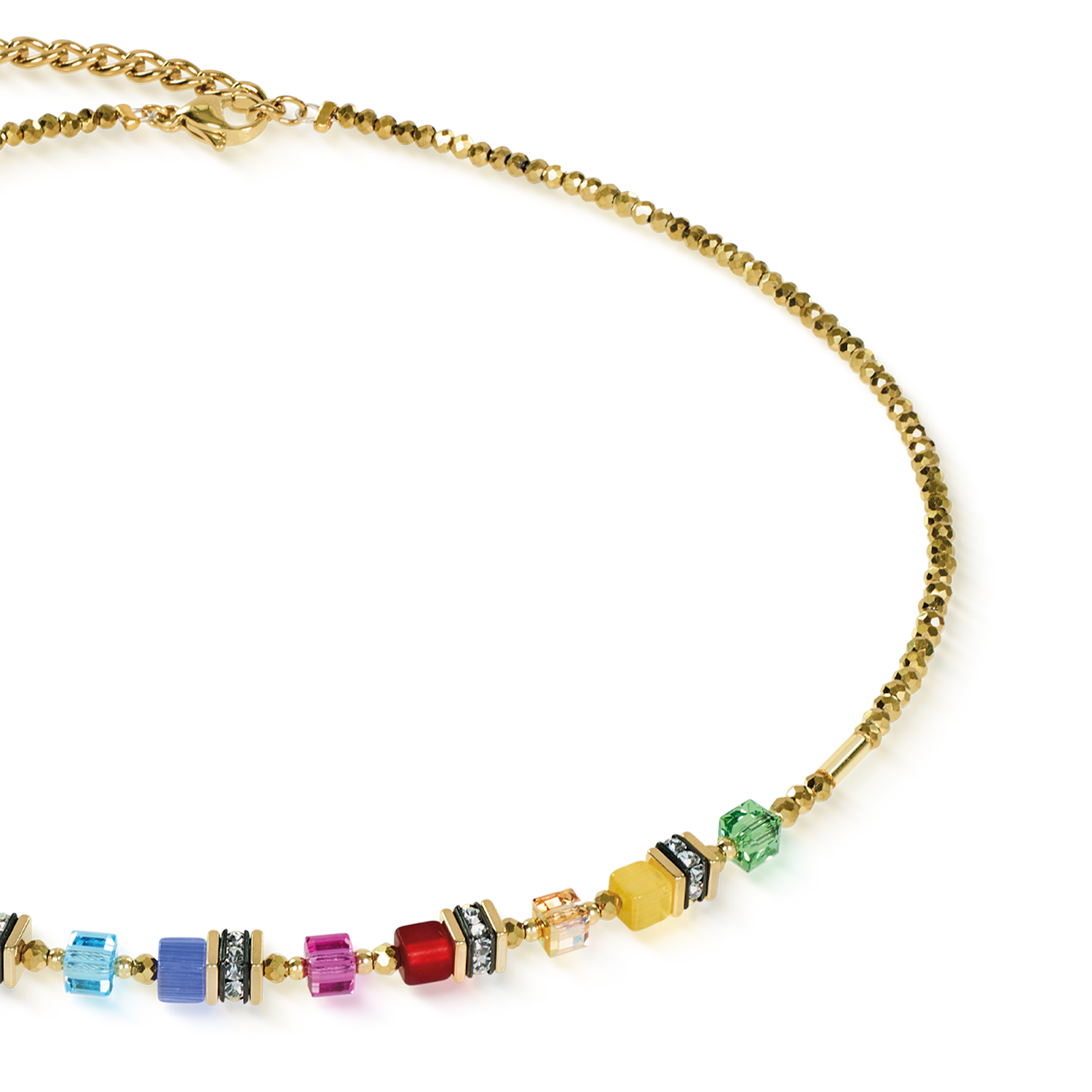 Necklace Mini Cubes multicolor rainbow gold