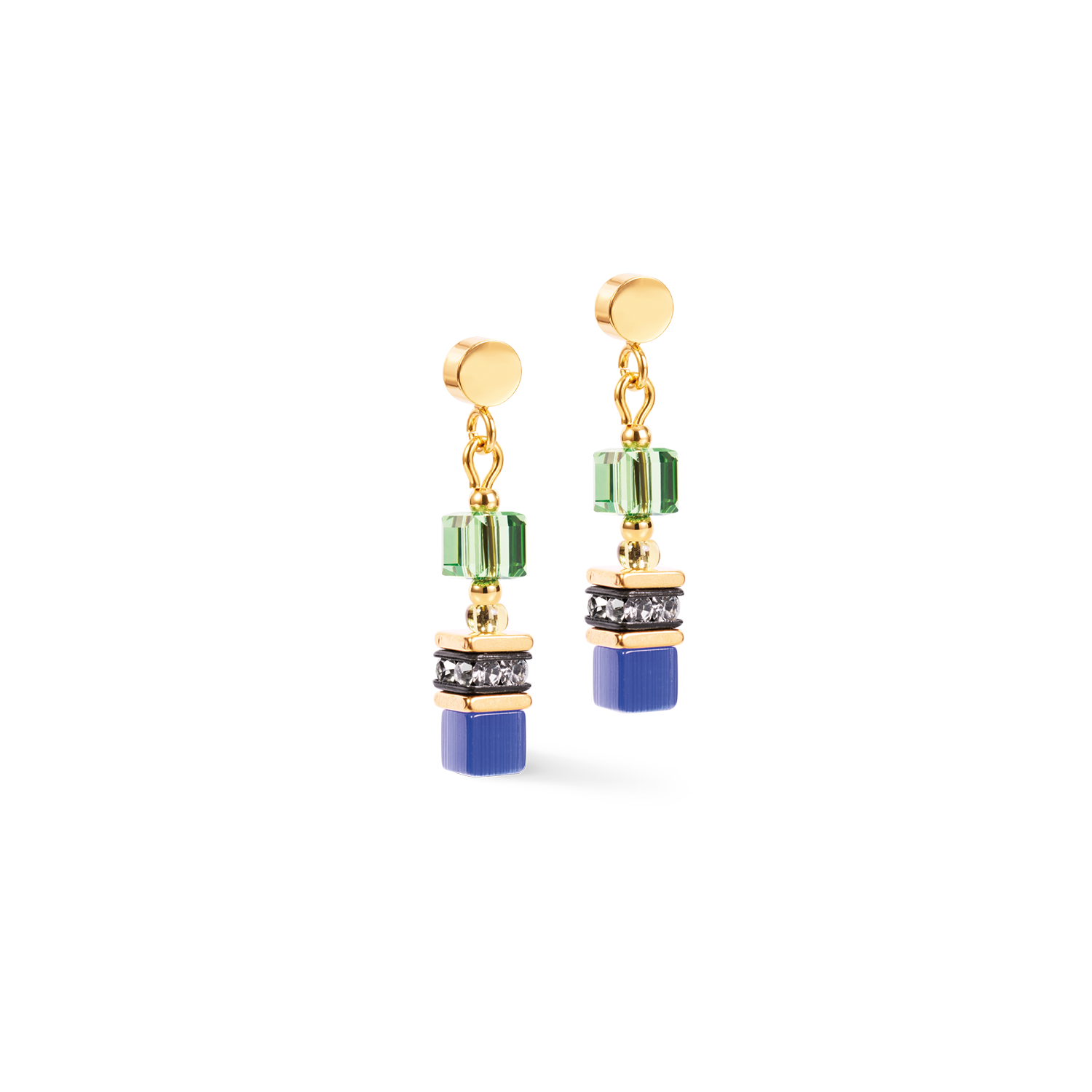 Earrings Mini Cubes multicolor rainbow gold