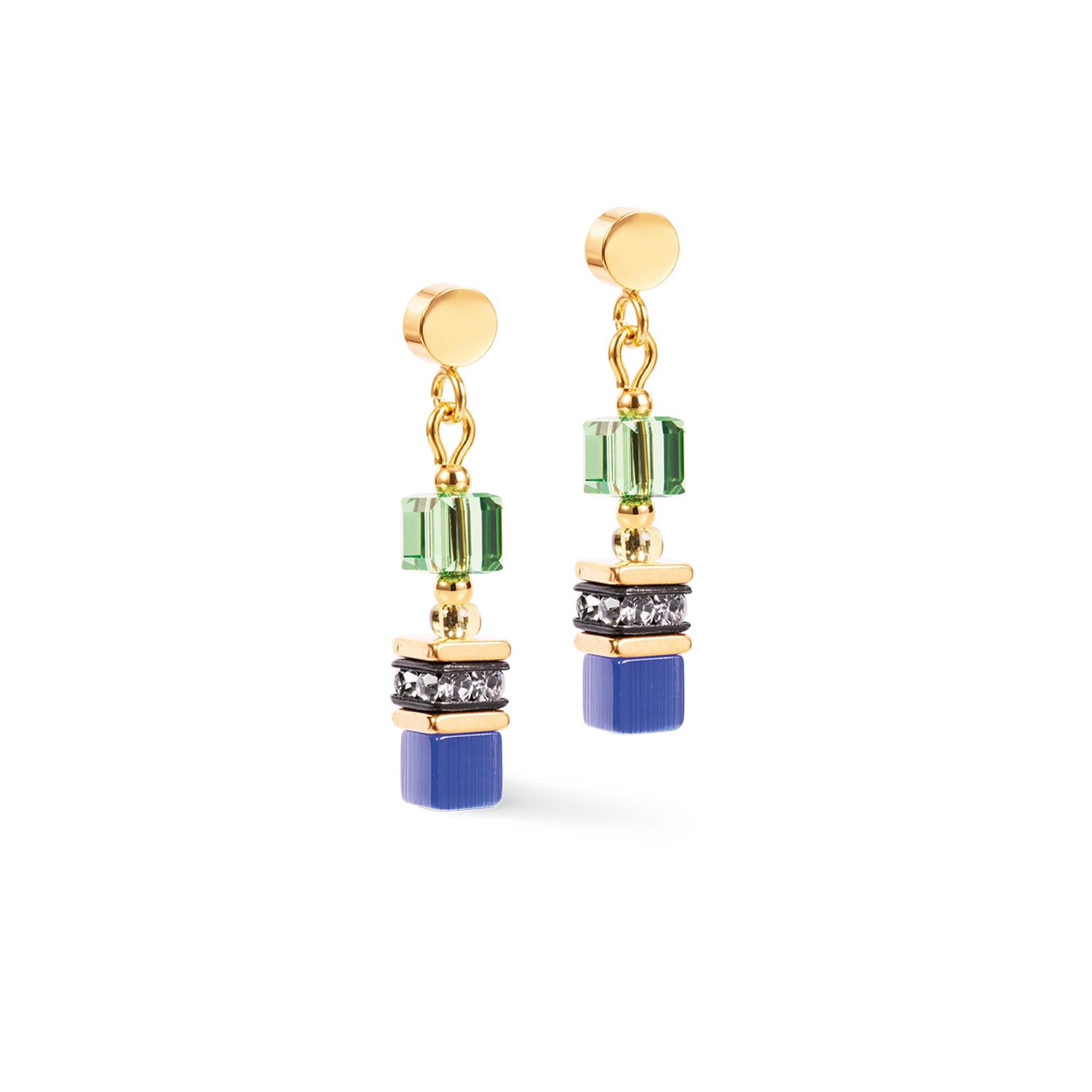 Earrings Mini Cubes multicolor rainbow gold