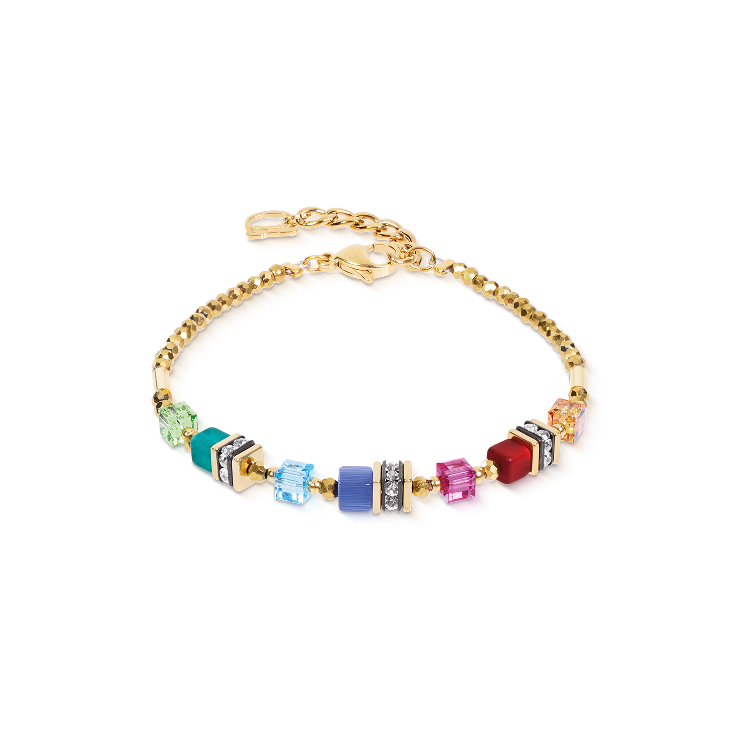 Bracelet Mini Cubes multicolor rainbow gold