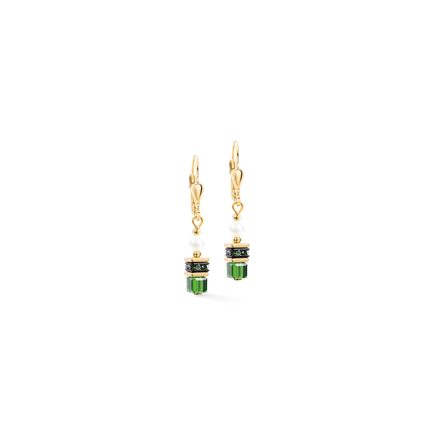 Earrings Sparkling Princess gold-emerald