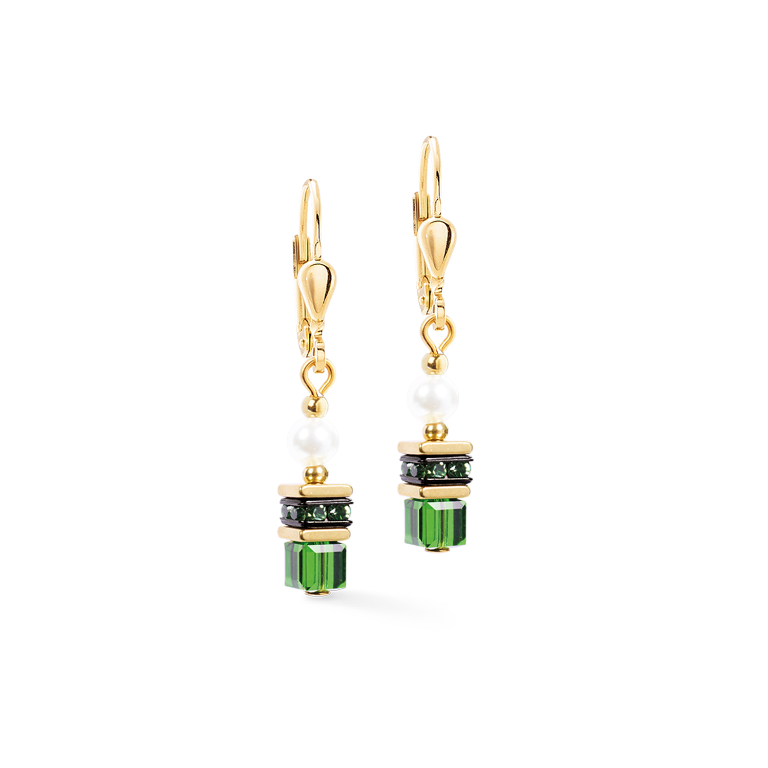 Earrings Sparkling Princess gold-emerald