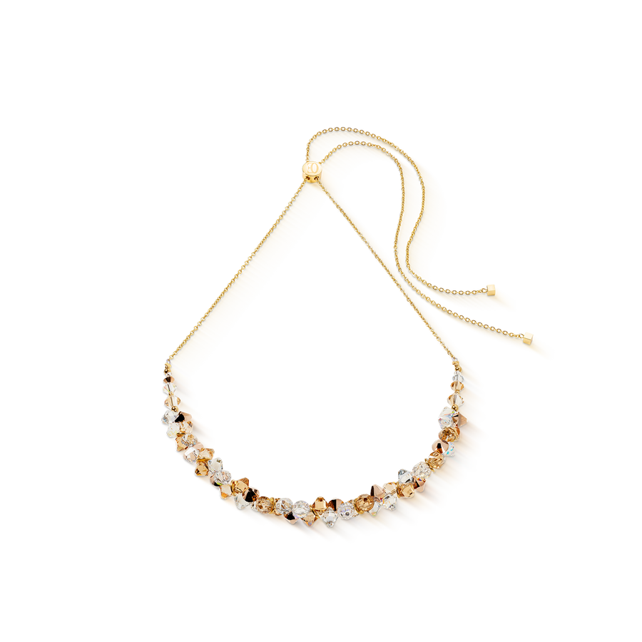 Dancing Crystals necklace gold-beige