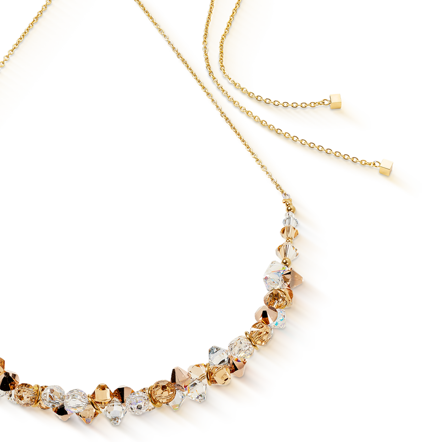 Dancing Crystals necklace gold-beige