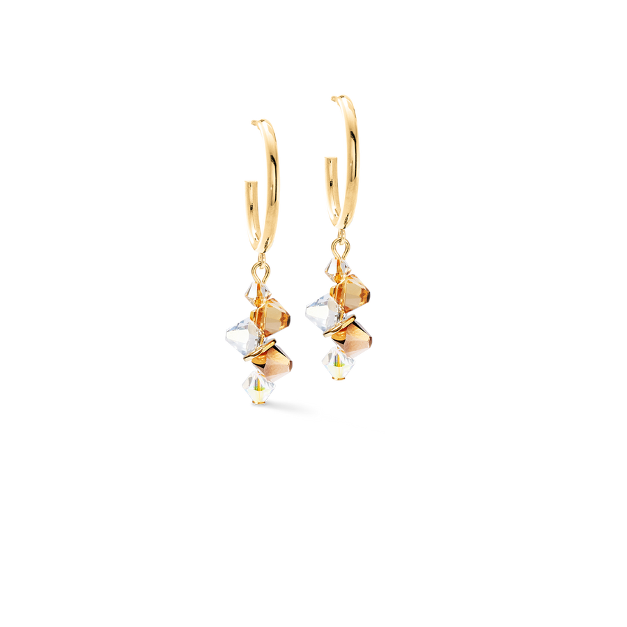 Dancing Crystals earrings gold-beige
