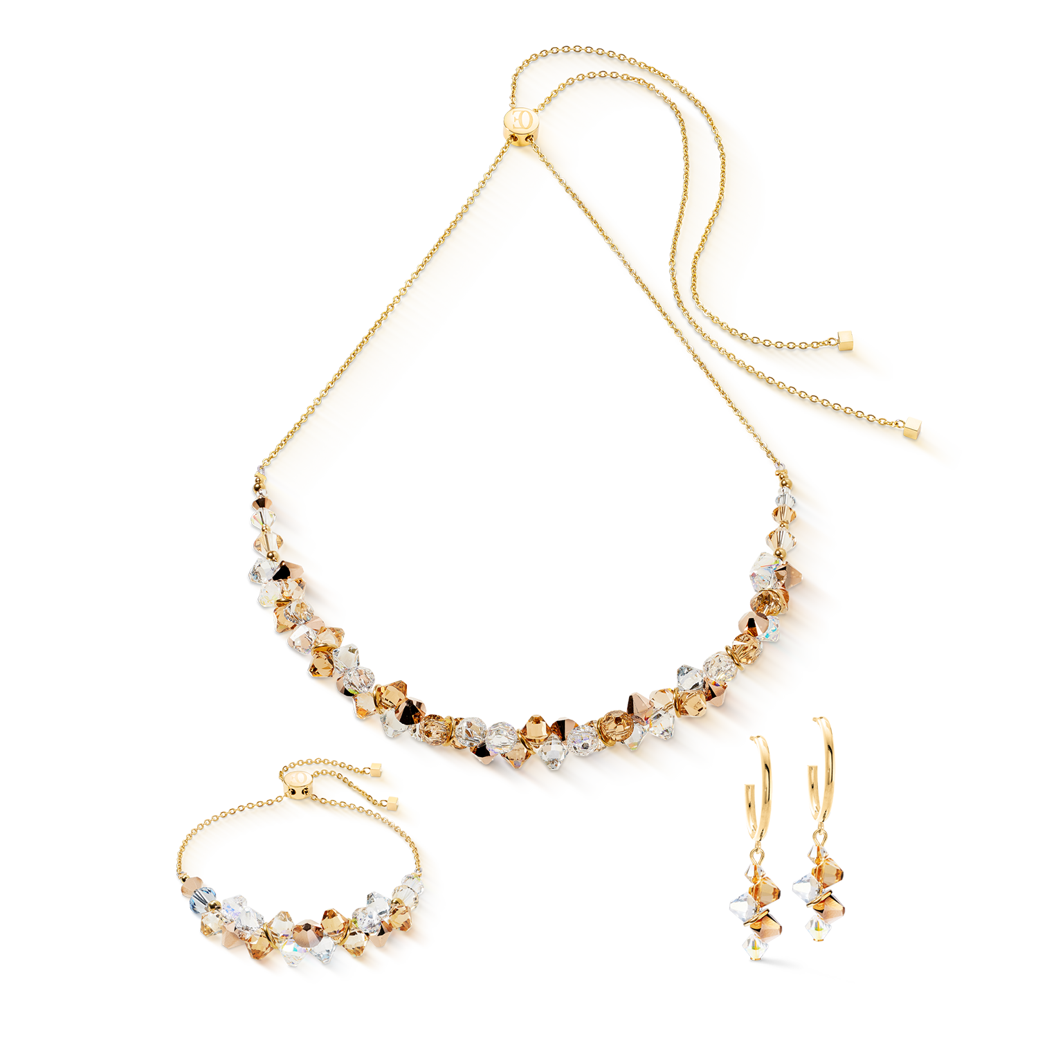 Dancing Crystals earrings gold-beige