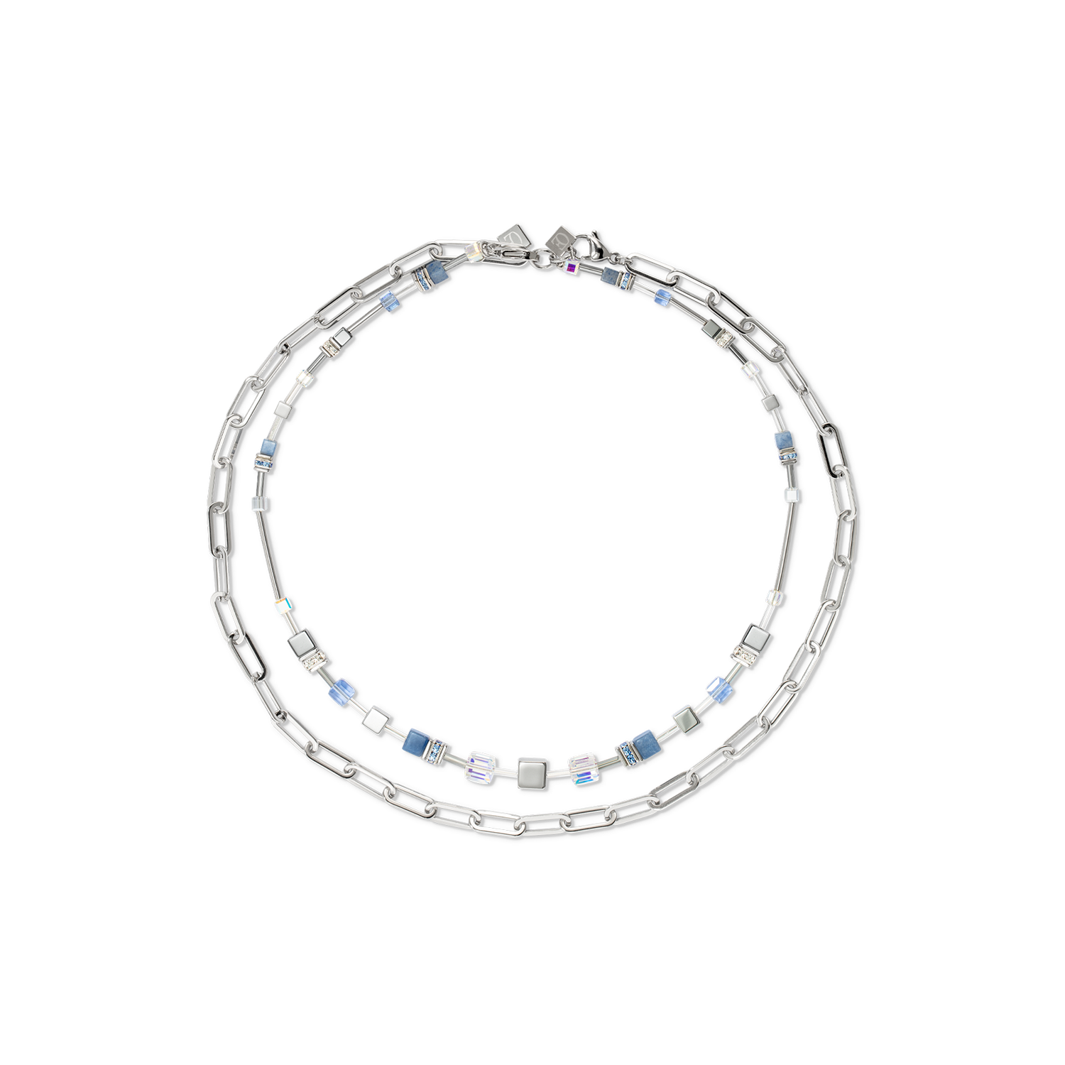 GeoCUBE® Fusion Chain necklace silver blue