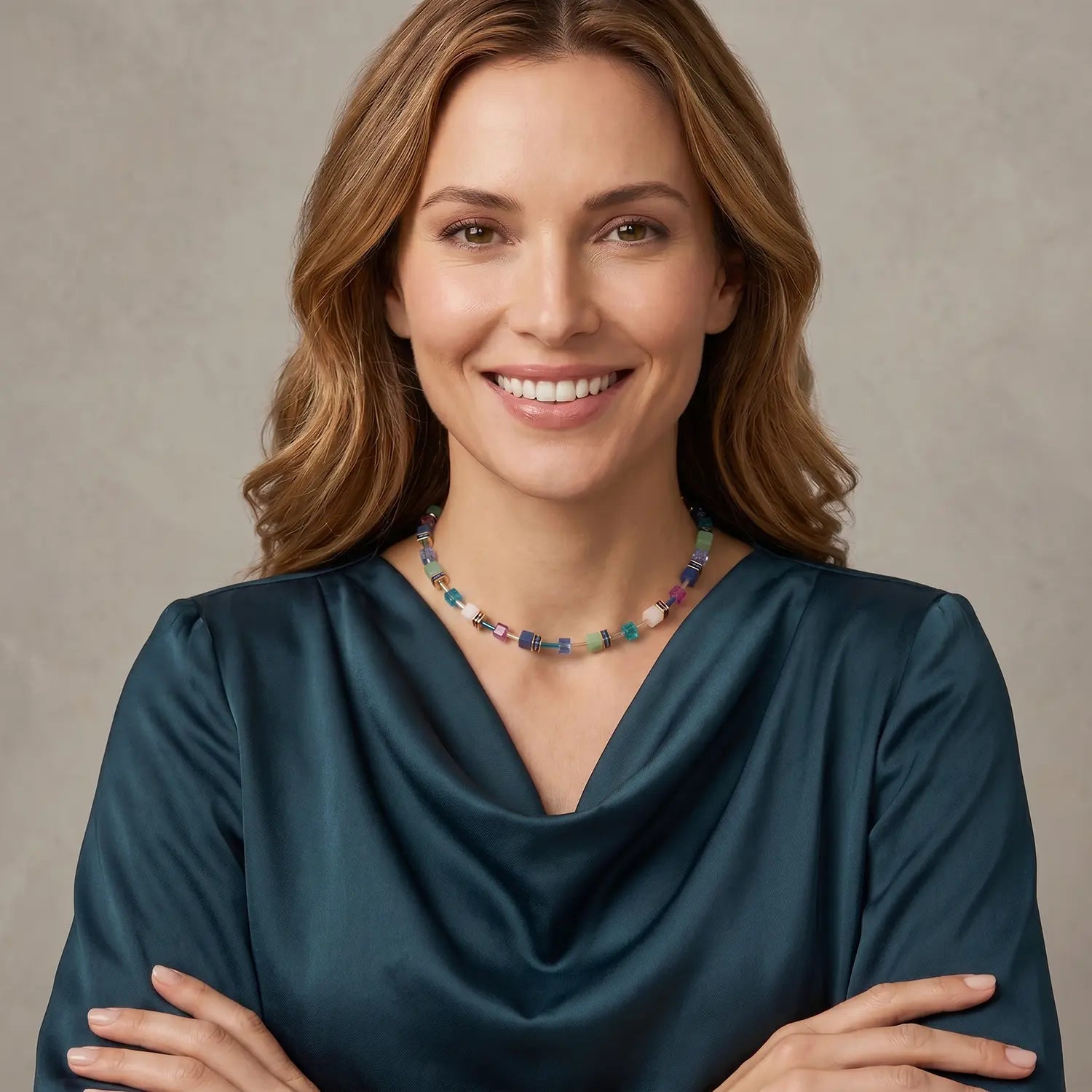 COEUR DE LION GeoCUBE® Iconic Precious Necklace Gem Harmony – on model