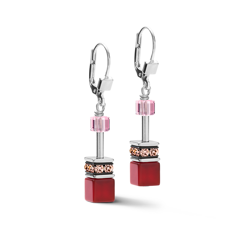 Earrings GeoCUBE® Crystals & Gemstones red-purple