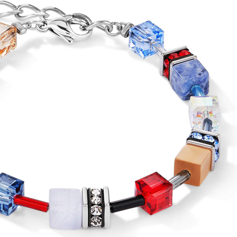 Bracelet GeoCUBE® Crystals & Gemstones blue-red