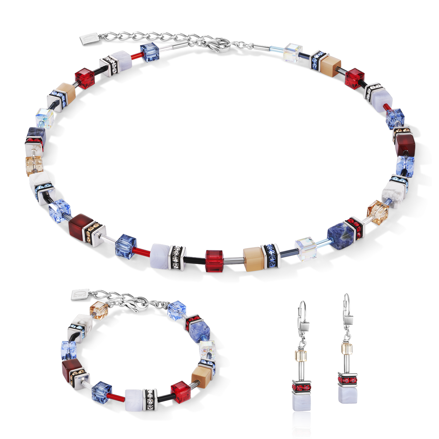 Bracelet GeoCUBE® Crystals & Gemstones blue-red