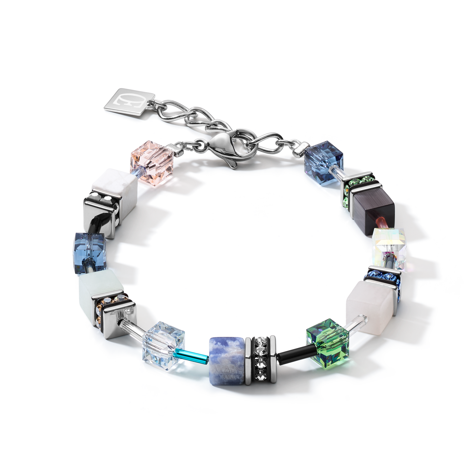 Bracelet GeoCUBE® Crystals & Gemstones blue-green