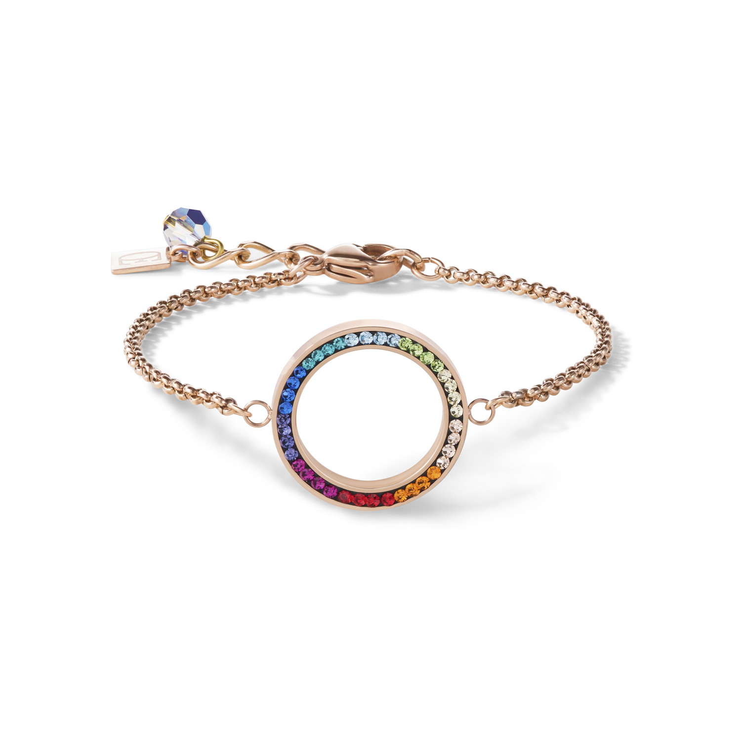 Bracelet Ring Crystals pavé & stainless steel rose gold & multicolour