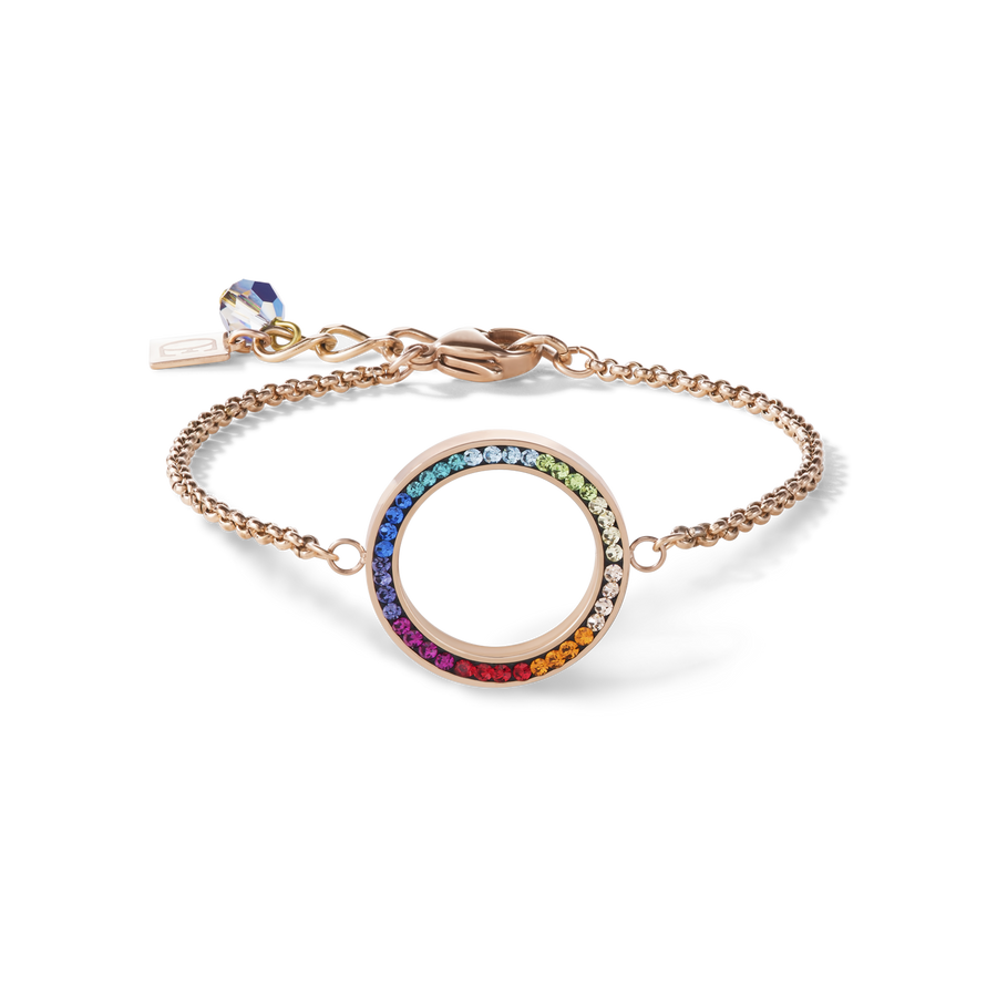 Bracelet Ring Crystals pavé & stainless steel rose gold & multicolour