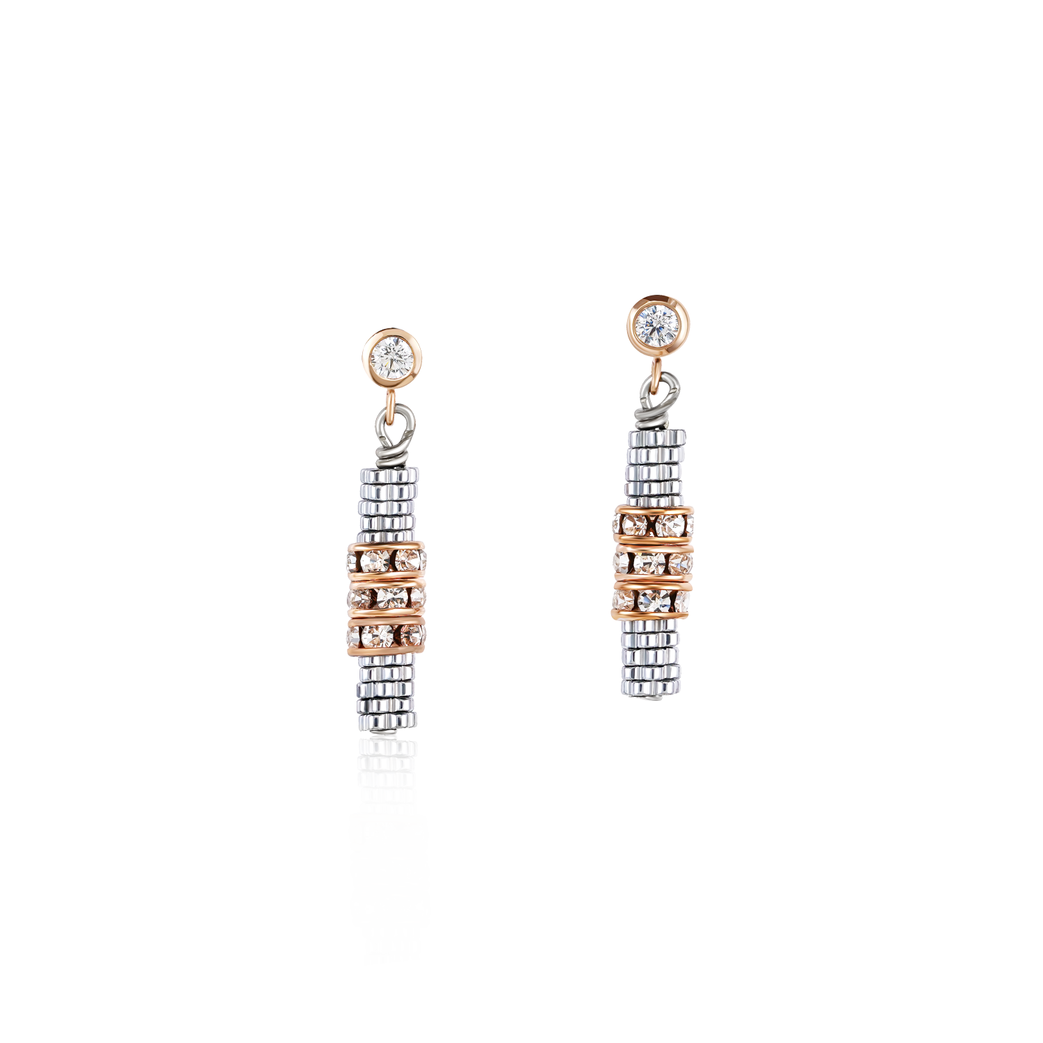 Earrings Haematite & rhinestone crystal