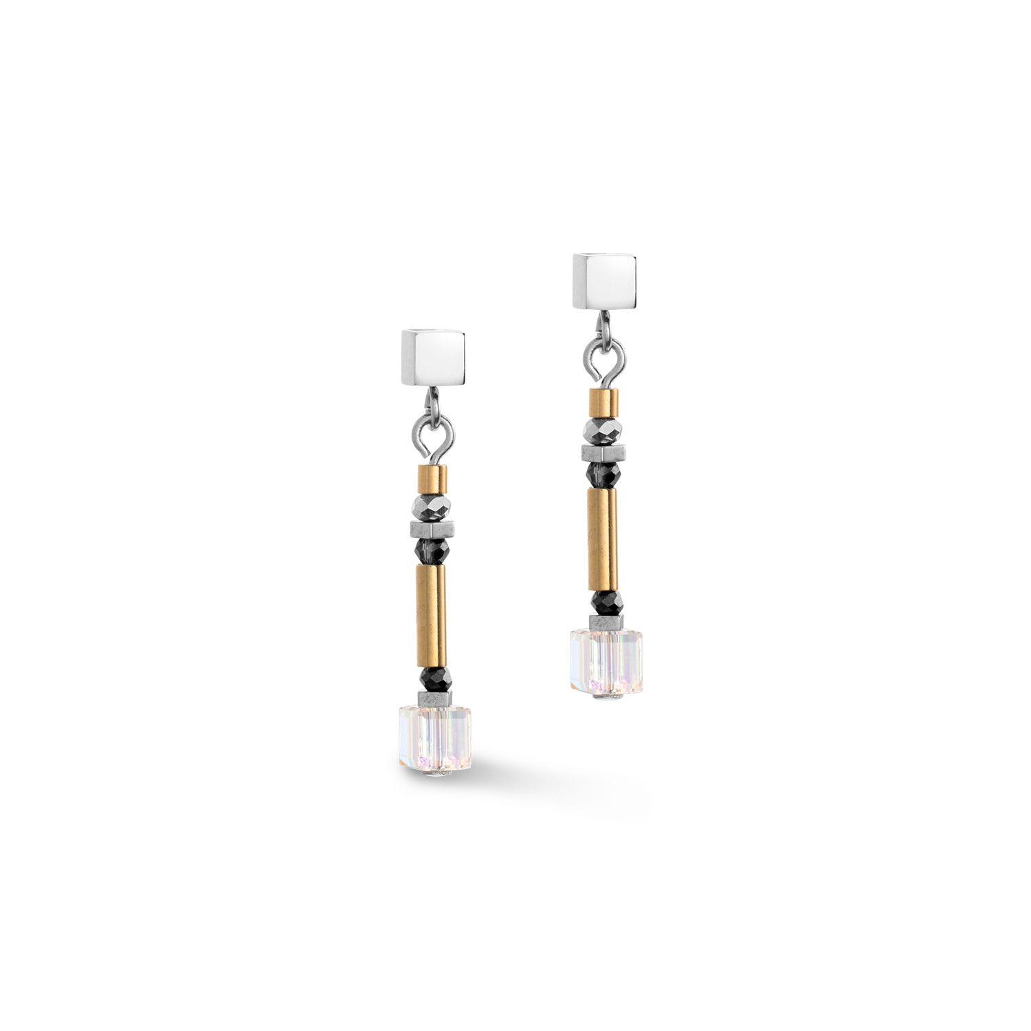 Cube Story Minimalistic Sparkling earrings gold