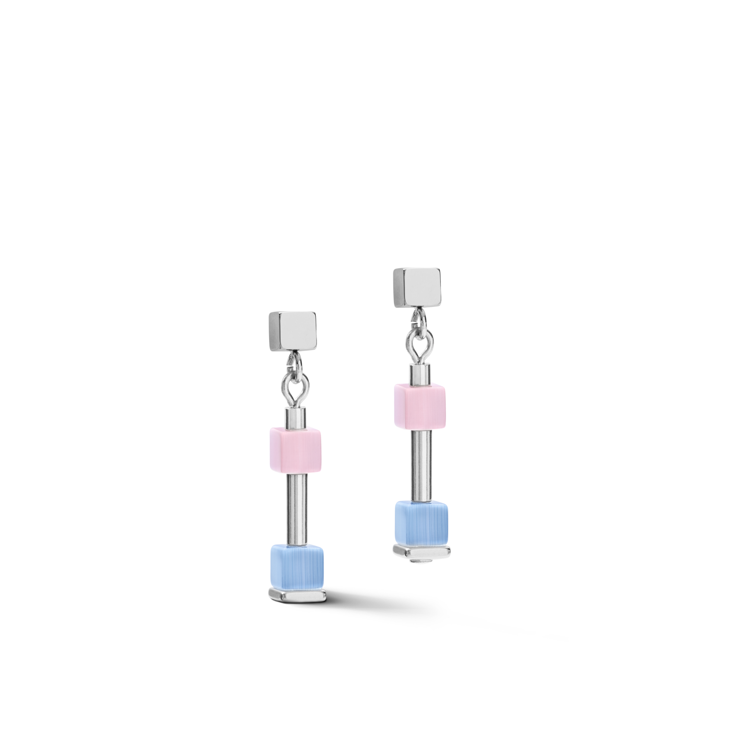Earrings GeoCUBE® fine pastel blue-rose