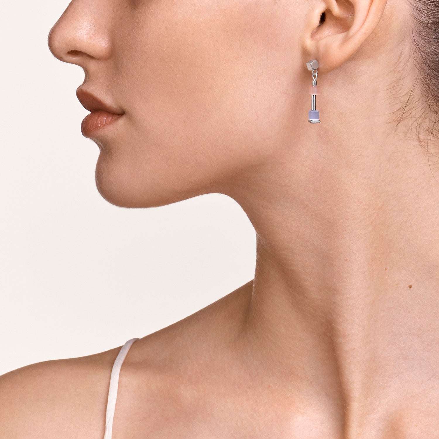 Earrings GeoCUBE® fine pastel blue-rose