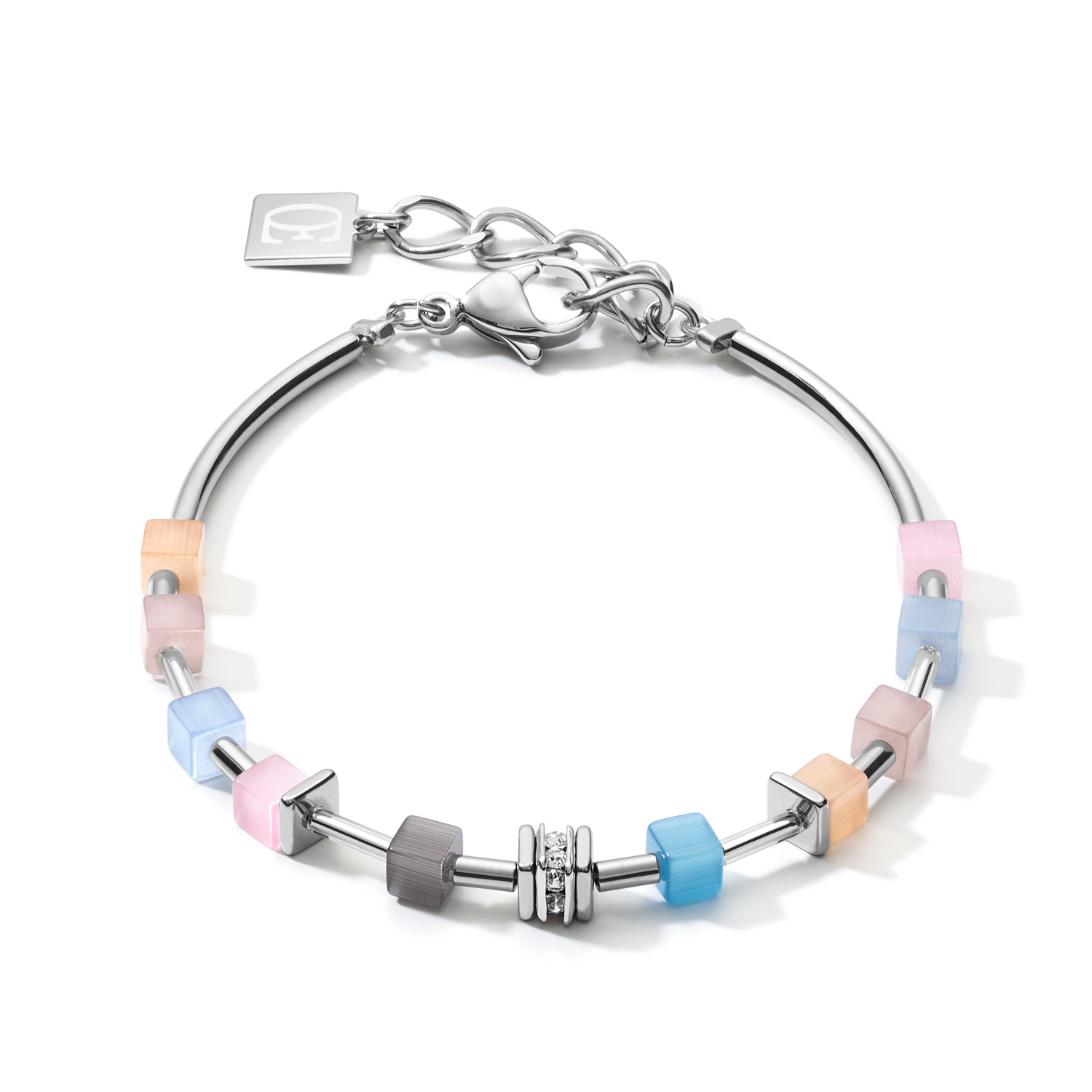 Bracelet GeoCUBE® fine pastel blue-rose