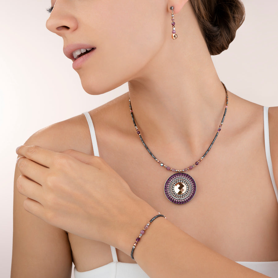 Necklace Amulet small Crystals & lepidolite amethyste