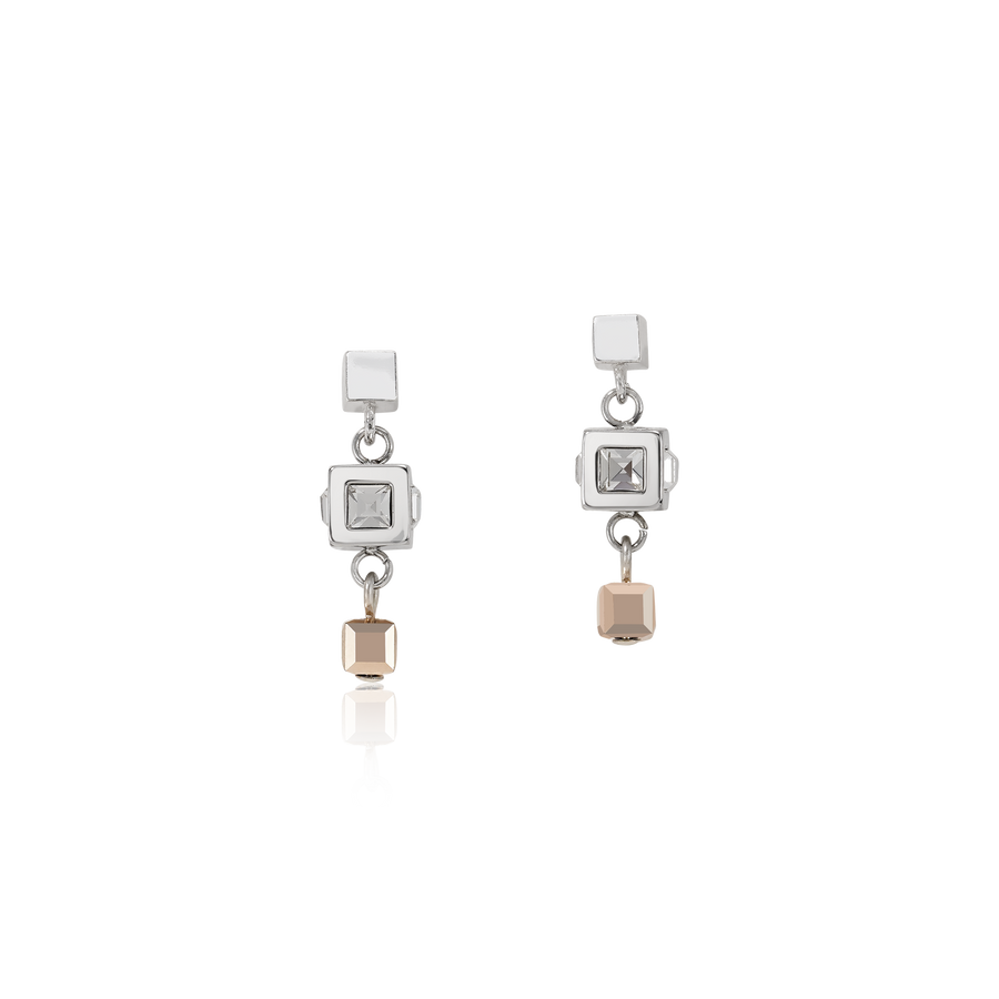 Earrings GeoCUBE® cluster silver-rose gold