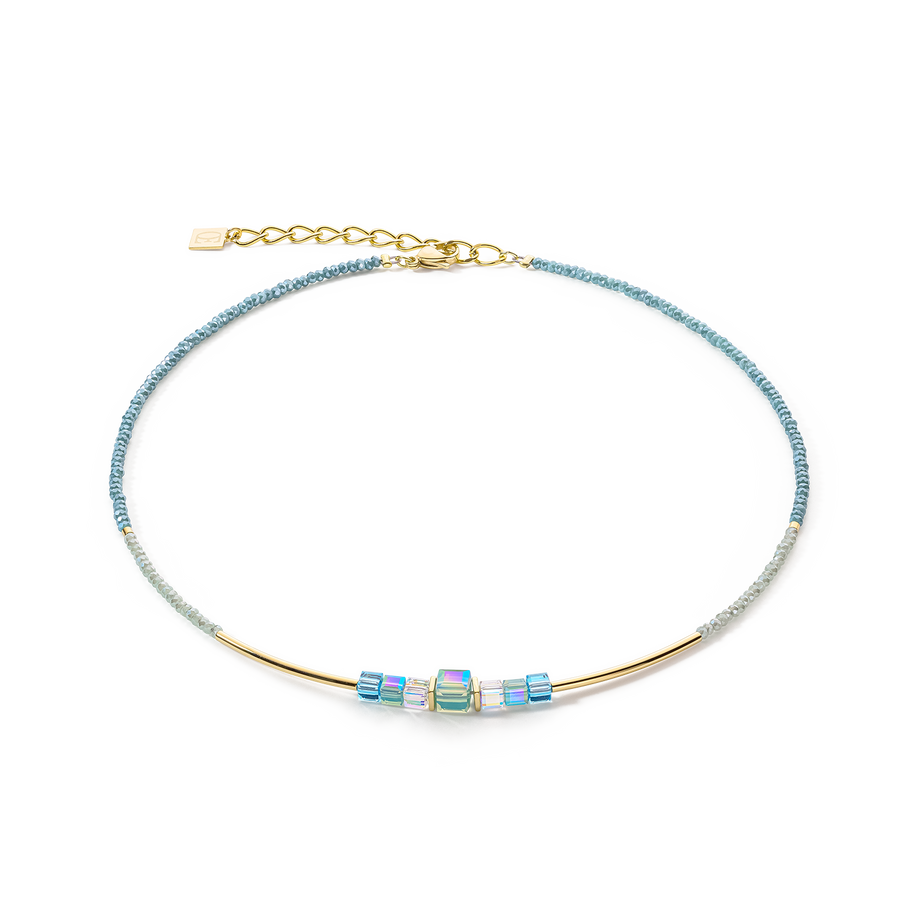 Cube Story Minimalistic necklace gold-turquoise