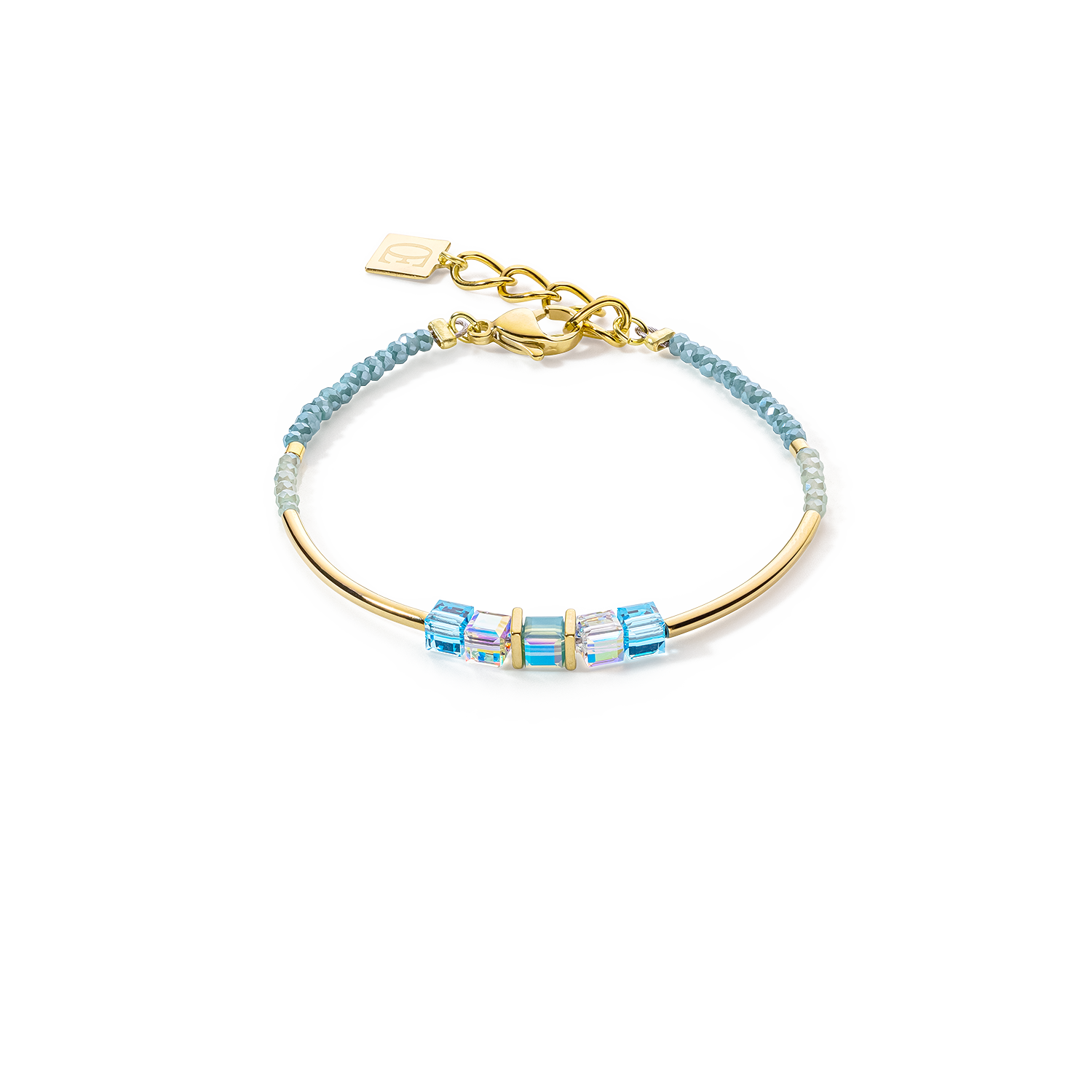 Cube Story Minimalistic bracelet gold-turquoise