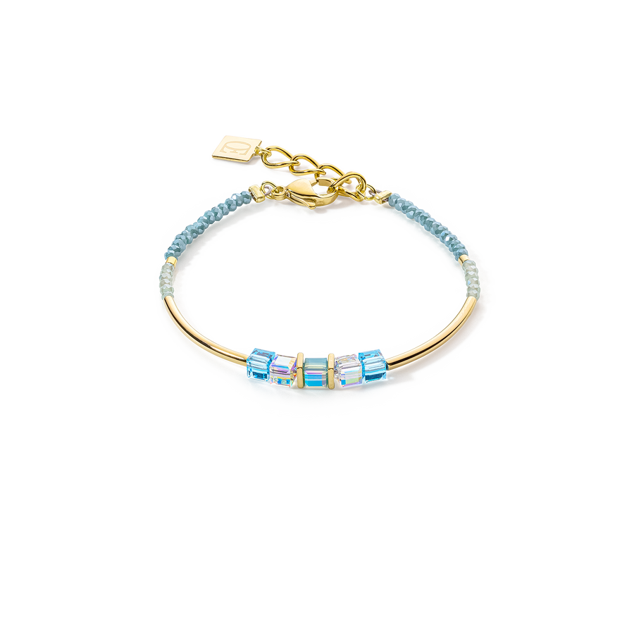 Cube Story Minimalistic bracelet gold-turquoise
