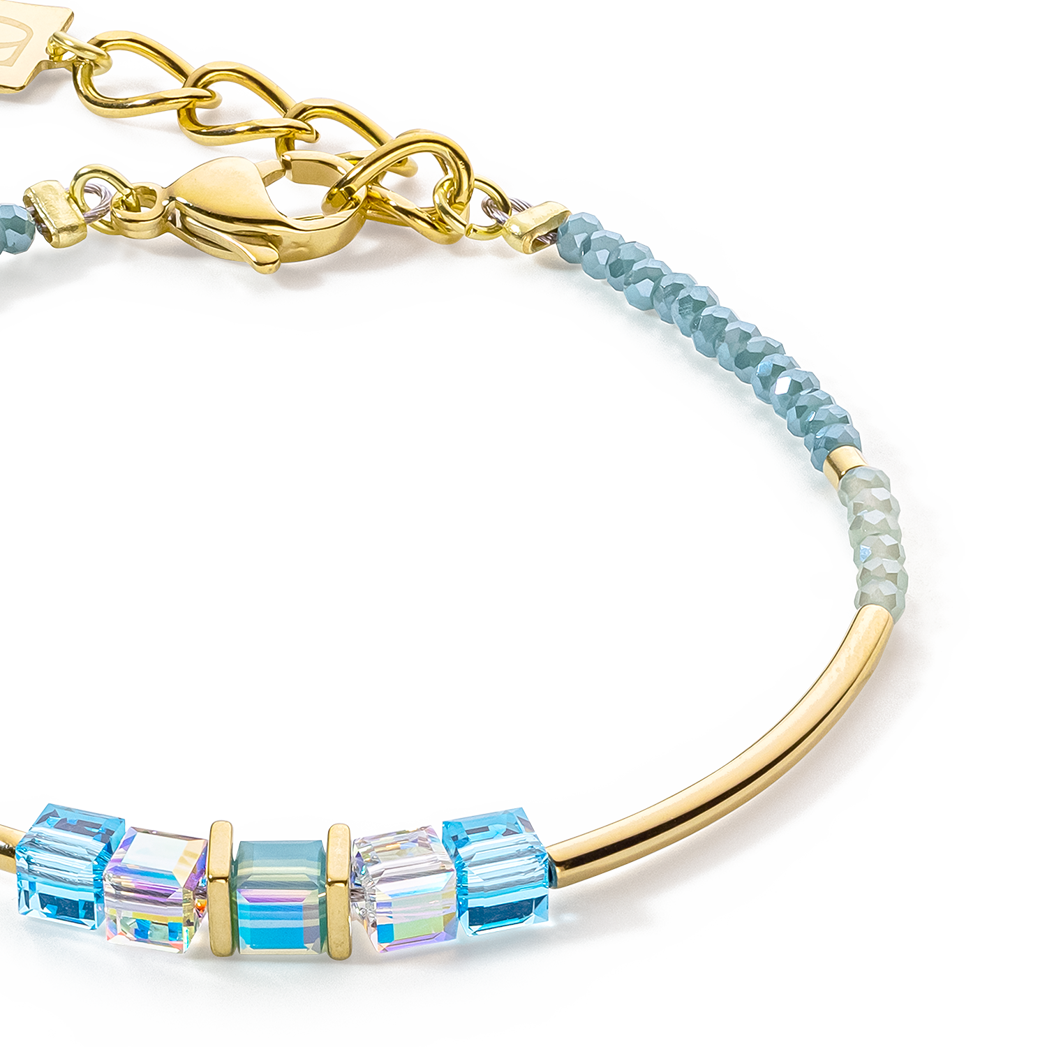 Cube Story Minimalistic bracelet gold-turquoise