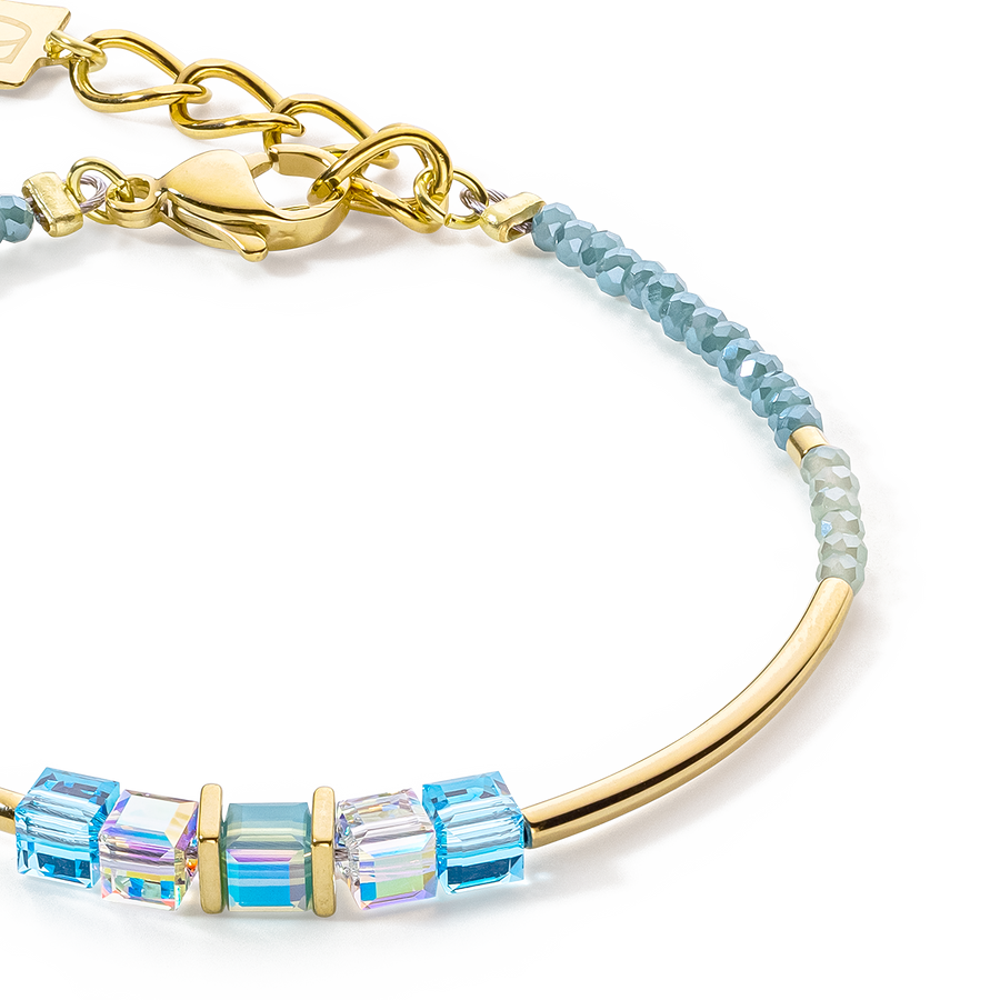 Cube Story Minimalistic bracelet gold-turquoise