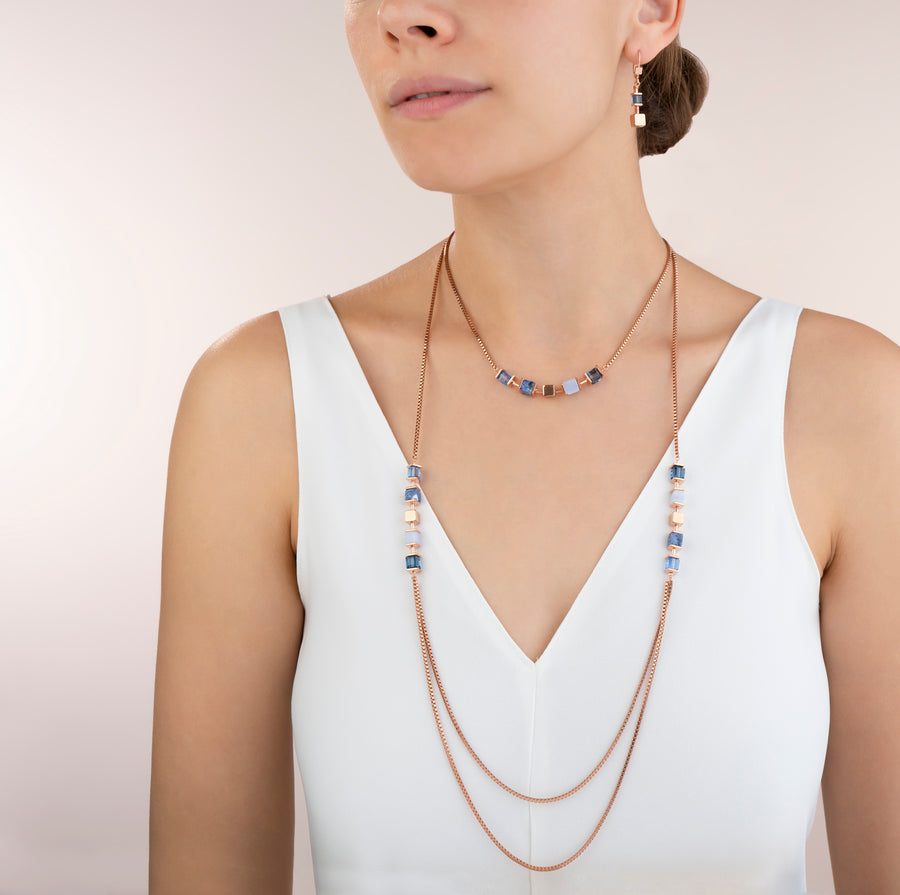 Necklace GeoCUBE® & chain large blue