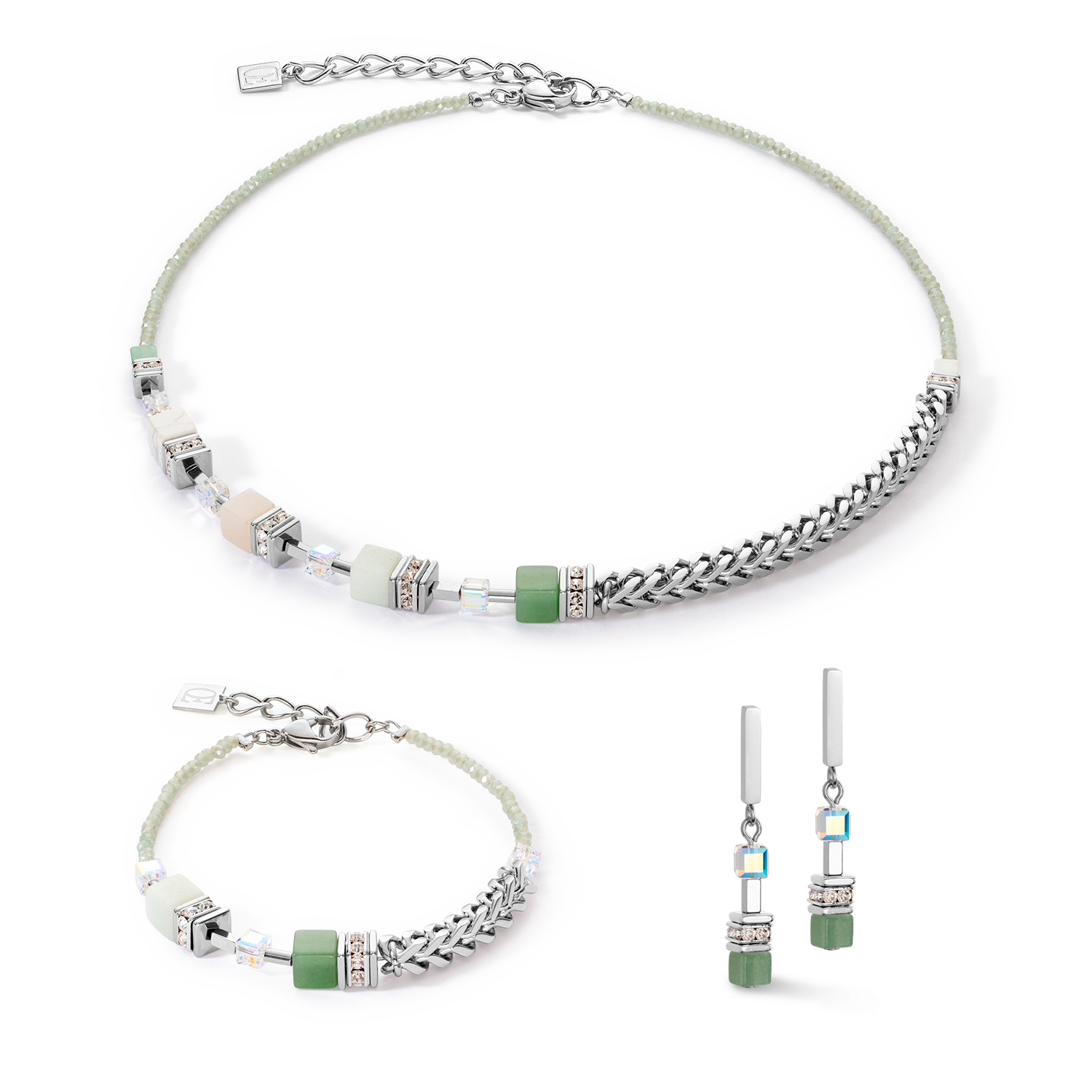 GeoCUBE® Precious Fusion Chunky Chain necklace light green