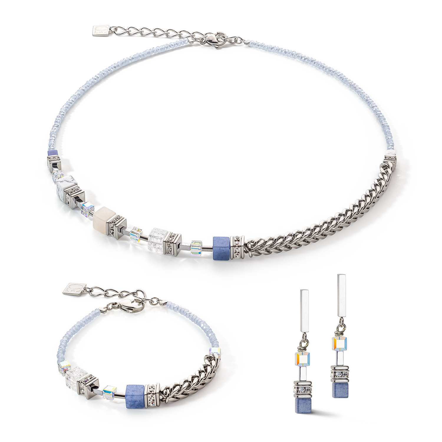 GeoCUBE® Precious Fusion Chunky Chain earrings light blue