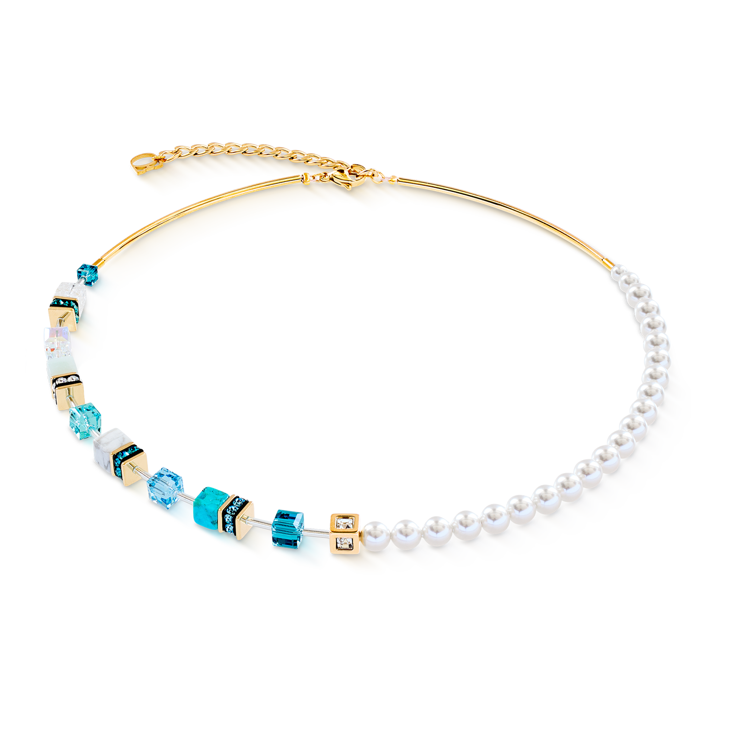GeoCUBE® Precious Fusion Pearls necklace turquoise