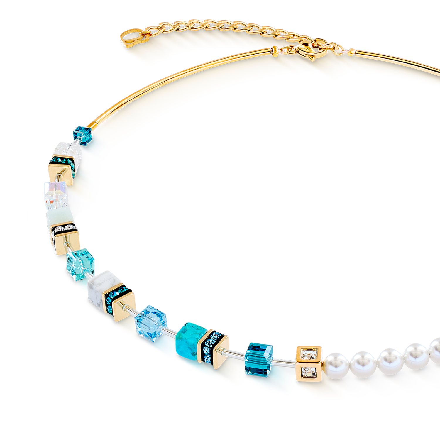 GeoCUBE® Precious Fusion Pearls necklace turquoise