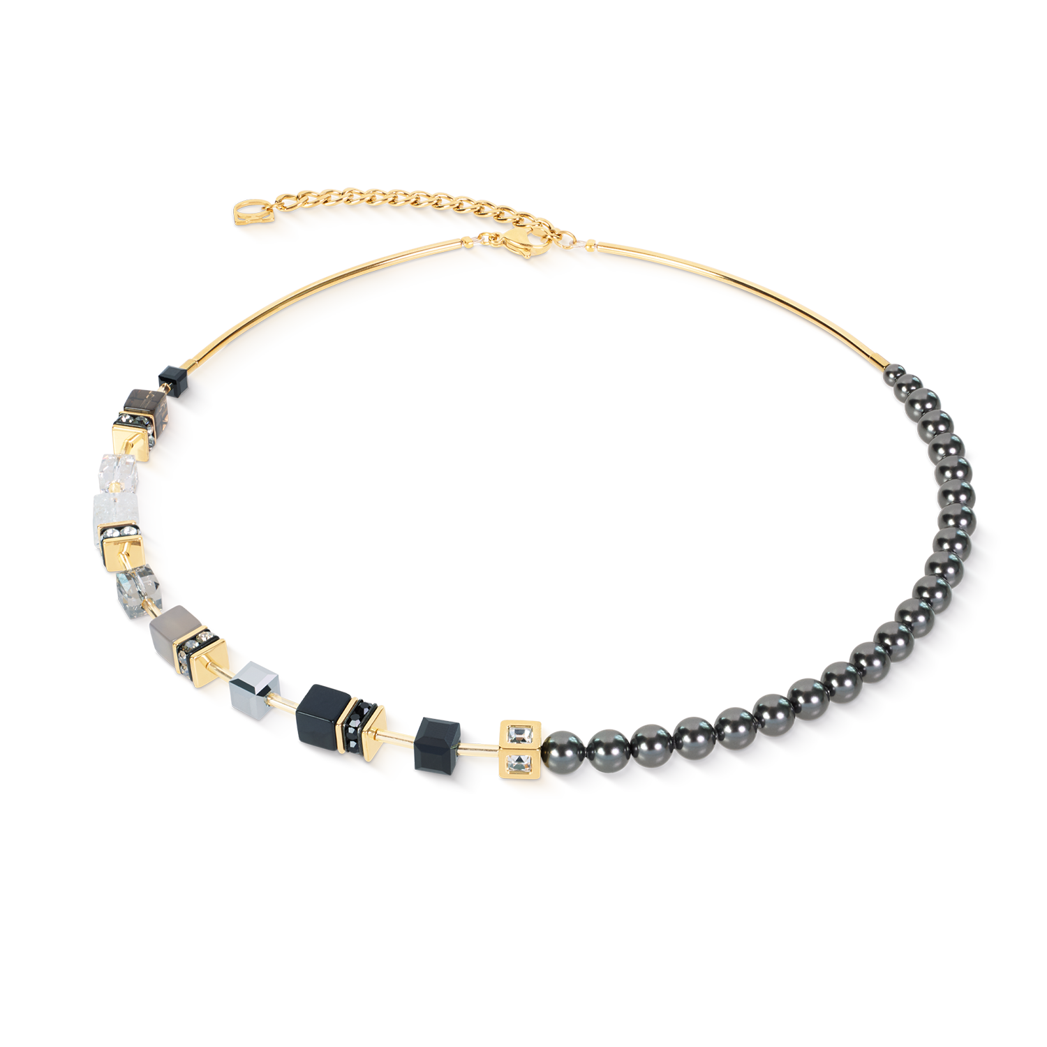 GeoCUBE® Precious Fusion Pearls Necklace Anthracite Glow
